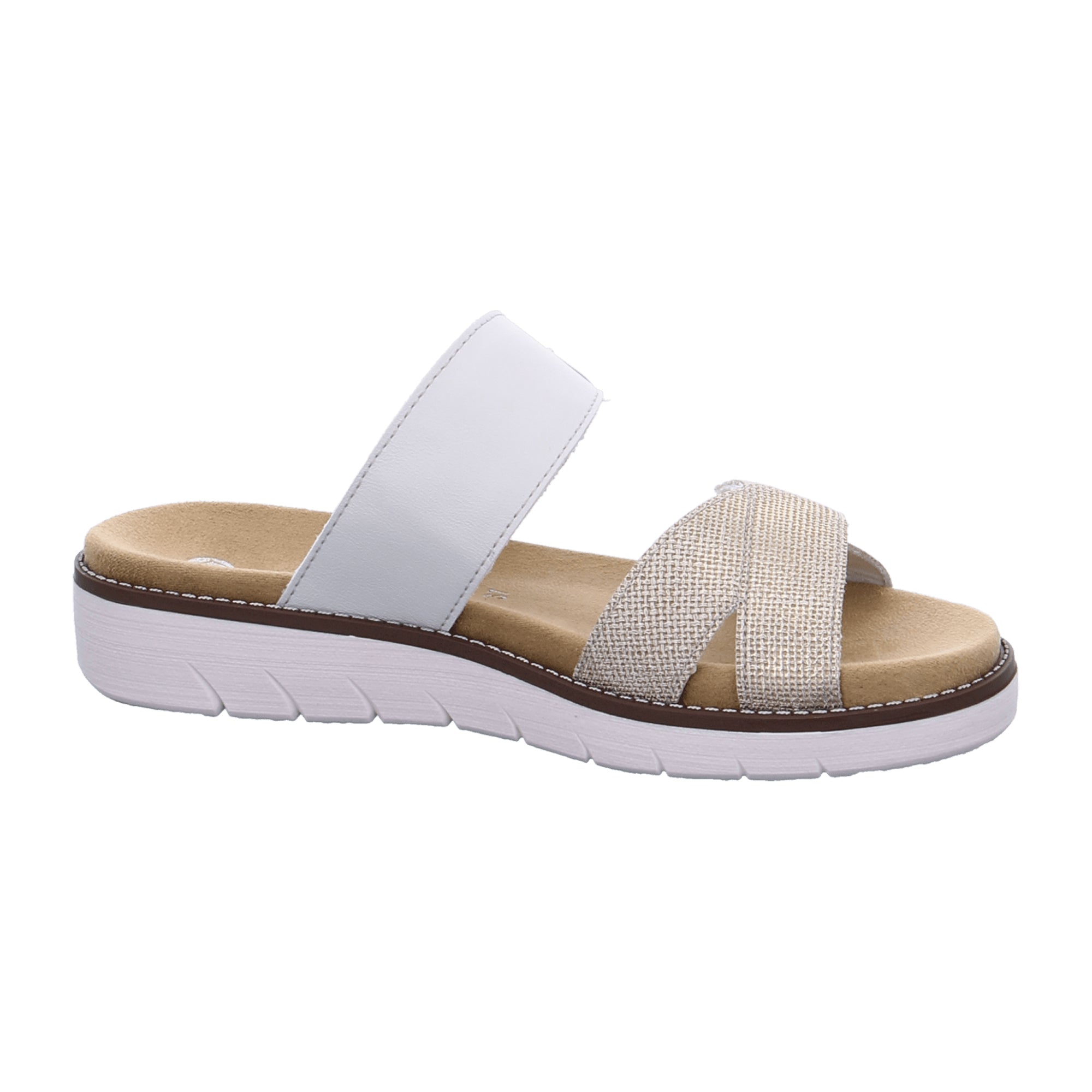 Remonte Women's Comfortable White Sandals with Velcro Strap and Soft Footbed