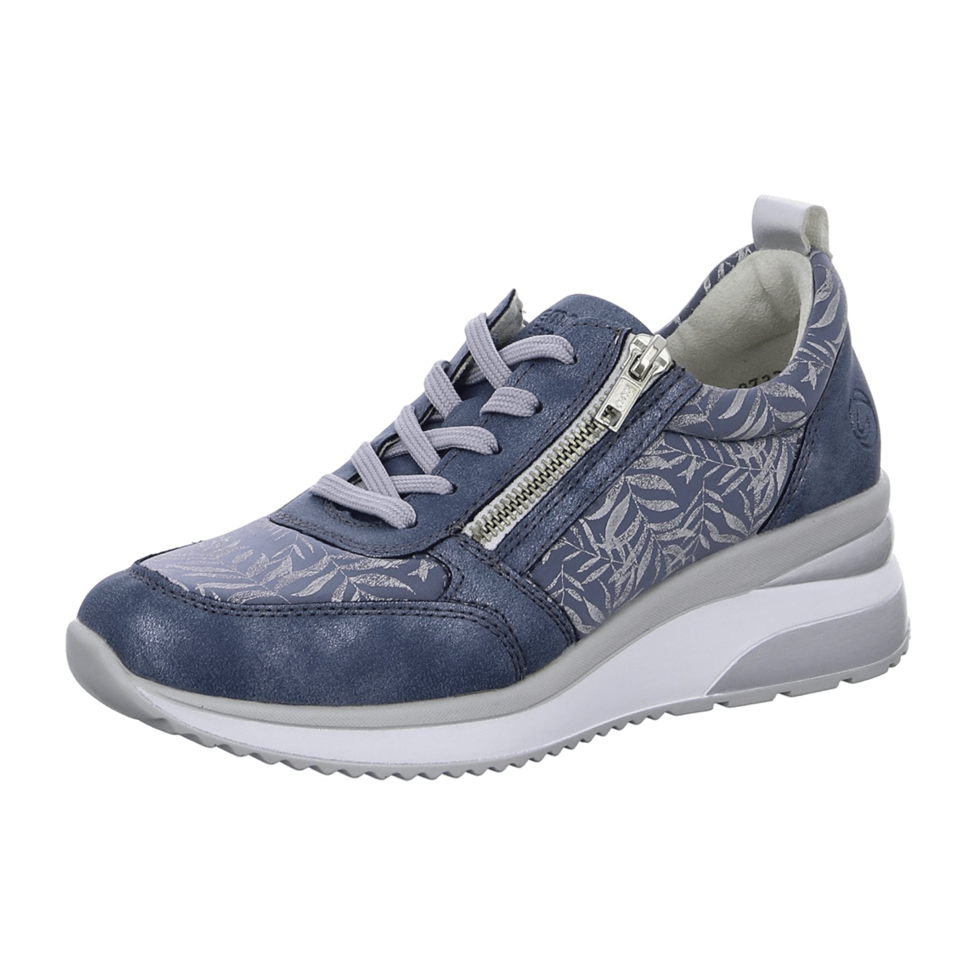 Remonte Women's Blue Sneakers with Zipper and Laces, Comfortable and Stylish