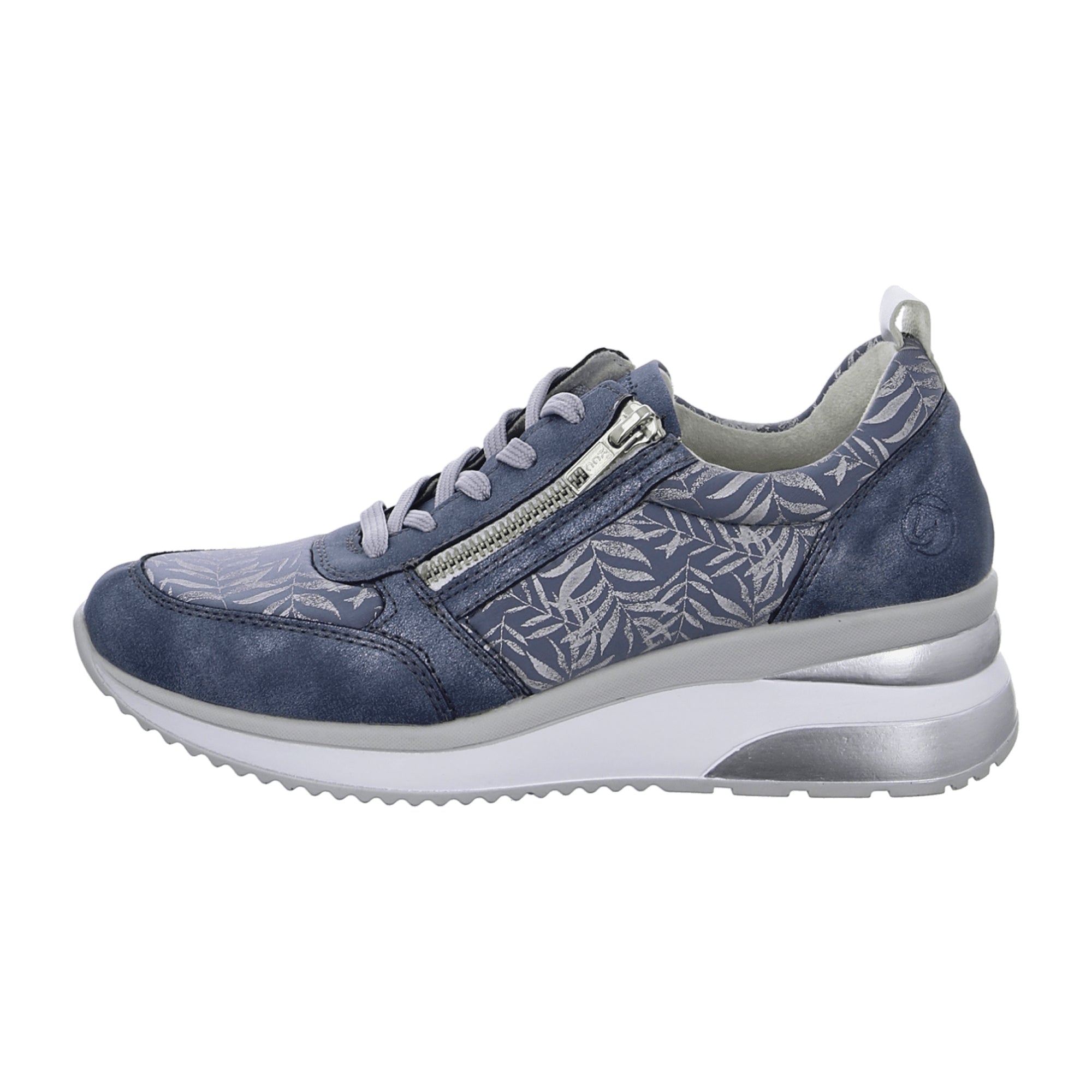 Remonte Women's Blue Sneakers with Zipper and Laces, Comfortable and Stylish