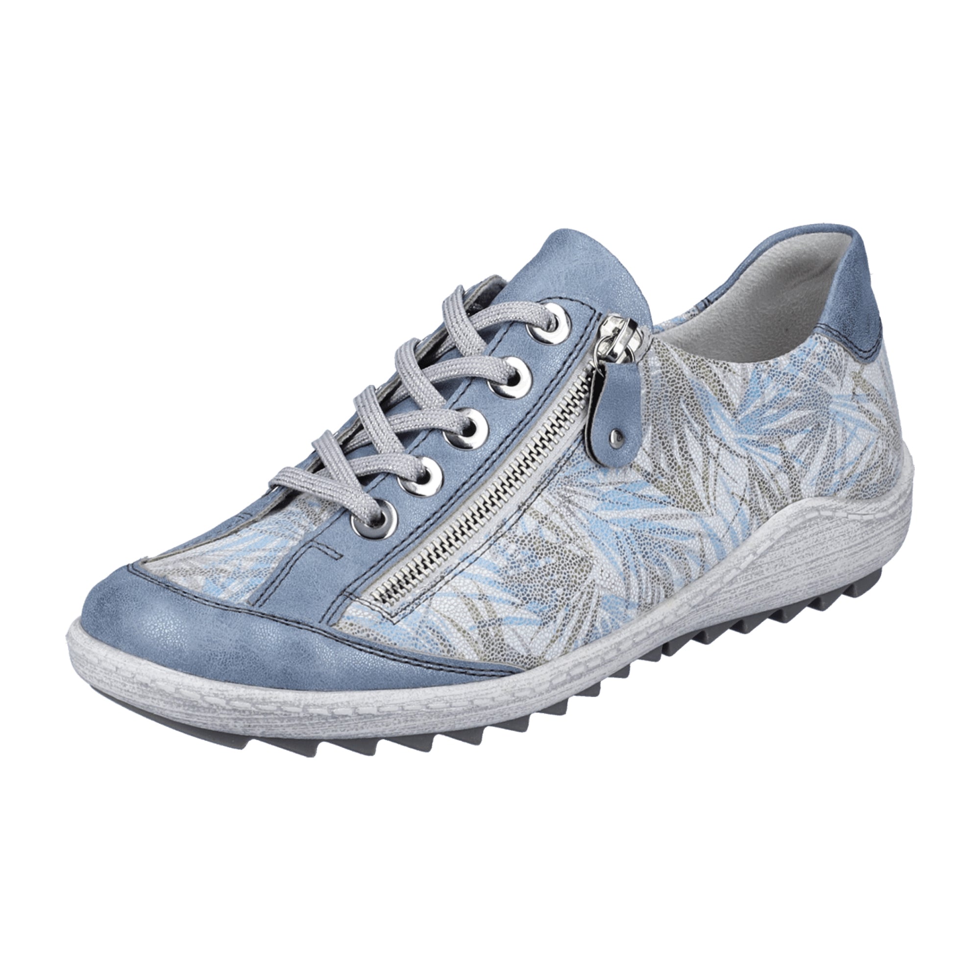 Remonte Women's Blue Lace-Up Shoes with Zipper and Removable Insole