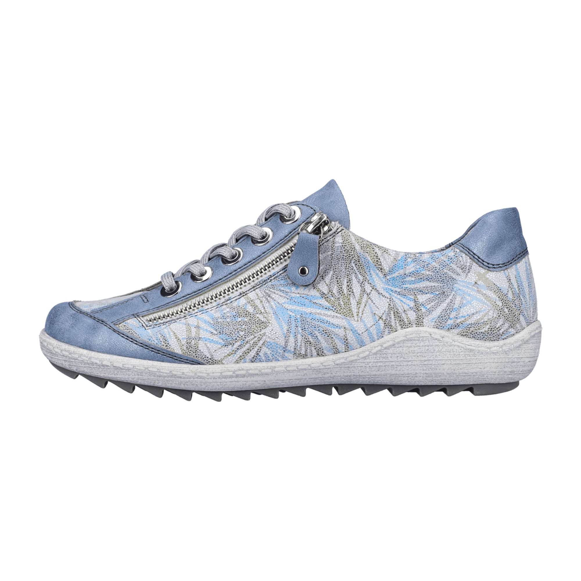 Remonte Women's Blue Lace-Up Shoes with Zipper and Removable Insole