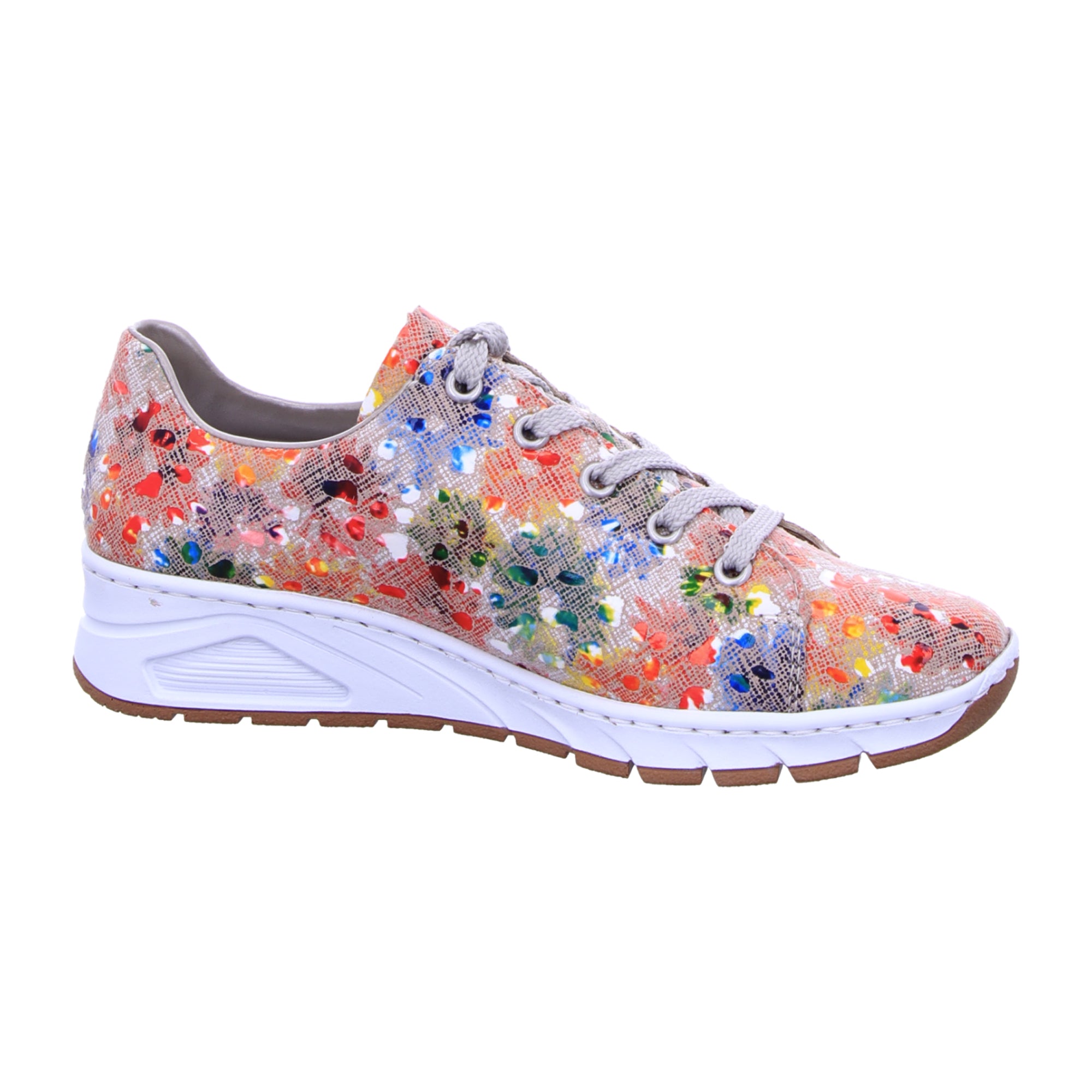 Rieker N3302-91 Women's Multicolor Lace-Up Shoes with Zipper and Wedge Heel