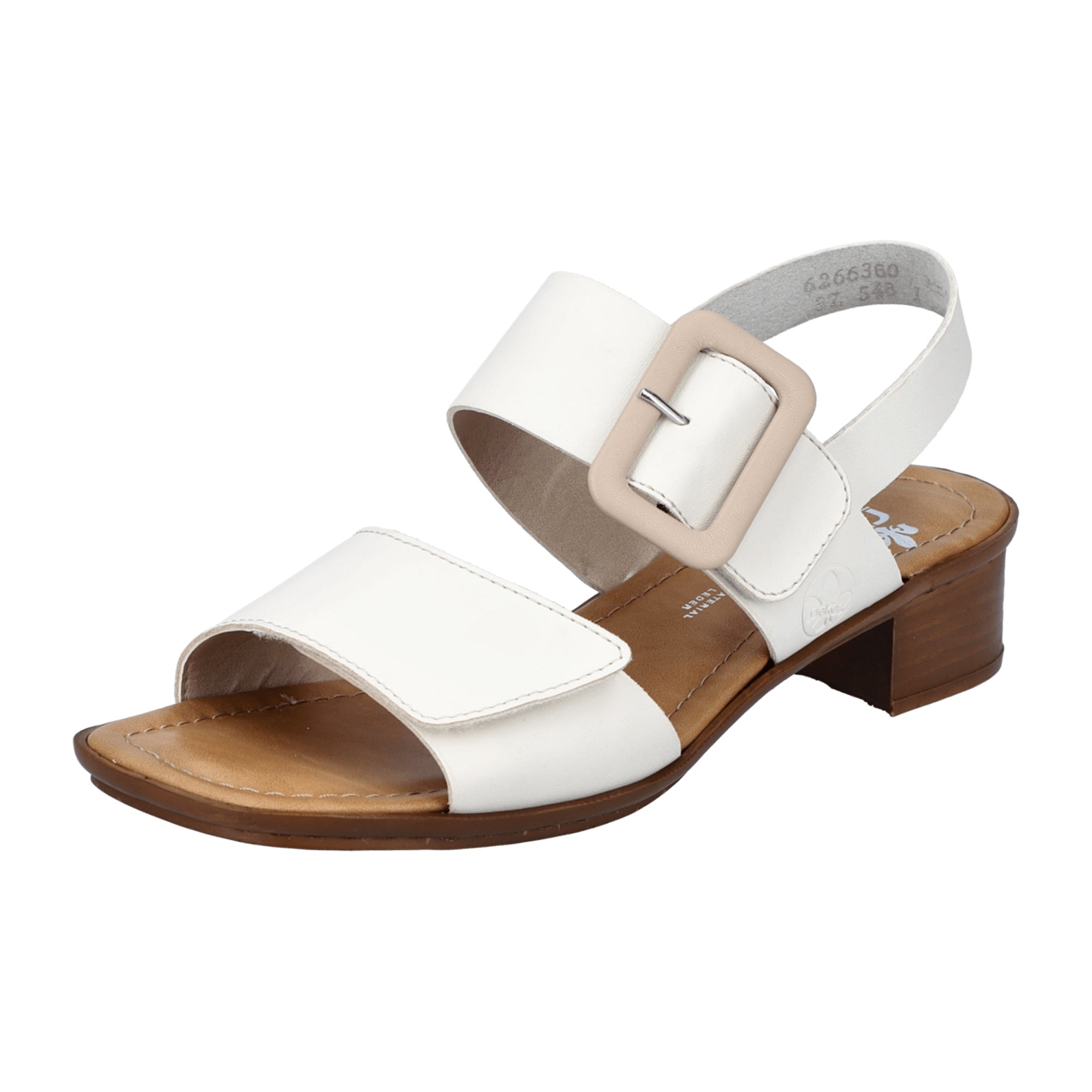 Rieker Beige Women's Sandals with Adjustable Straps and Block Heel