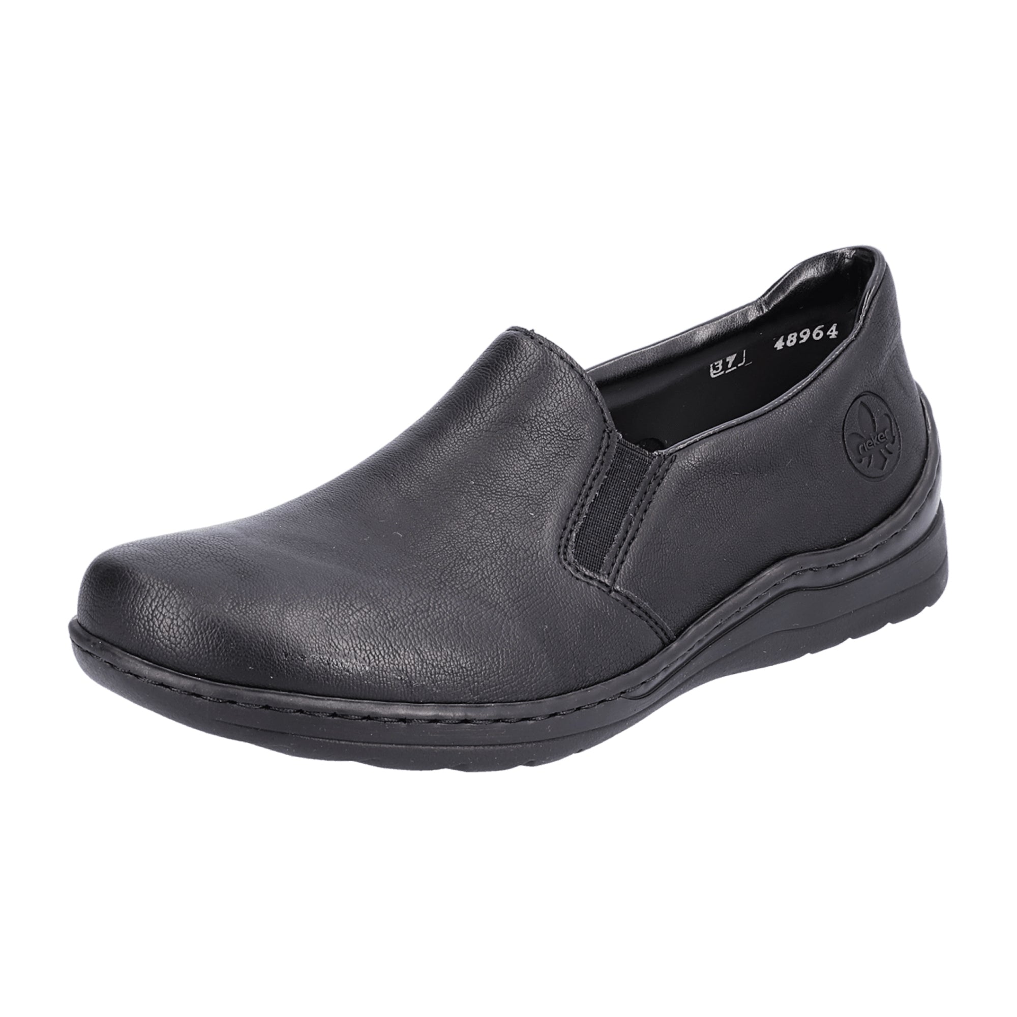 Rieker Black Slip-On Shoes for Women with Comfort Sole and Wide Fit