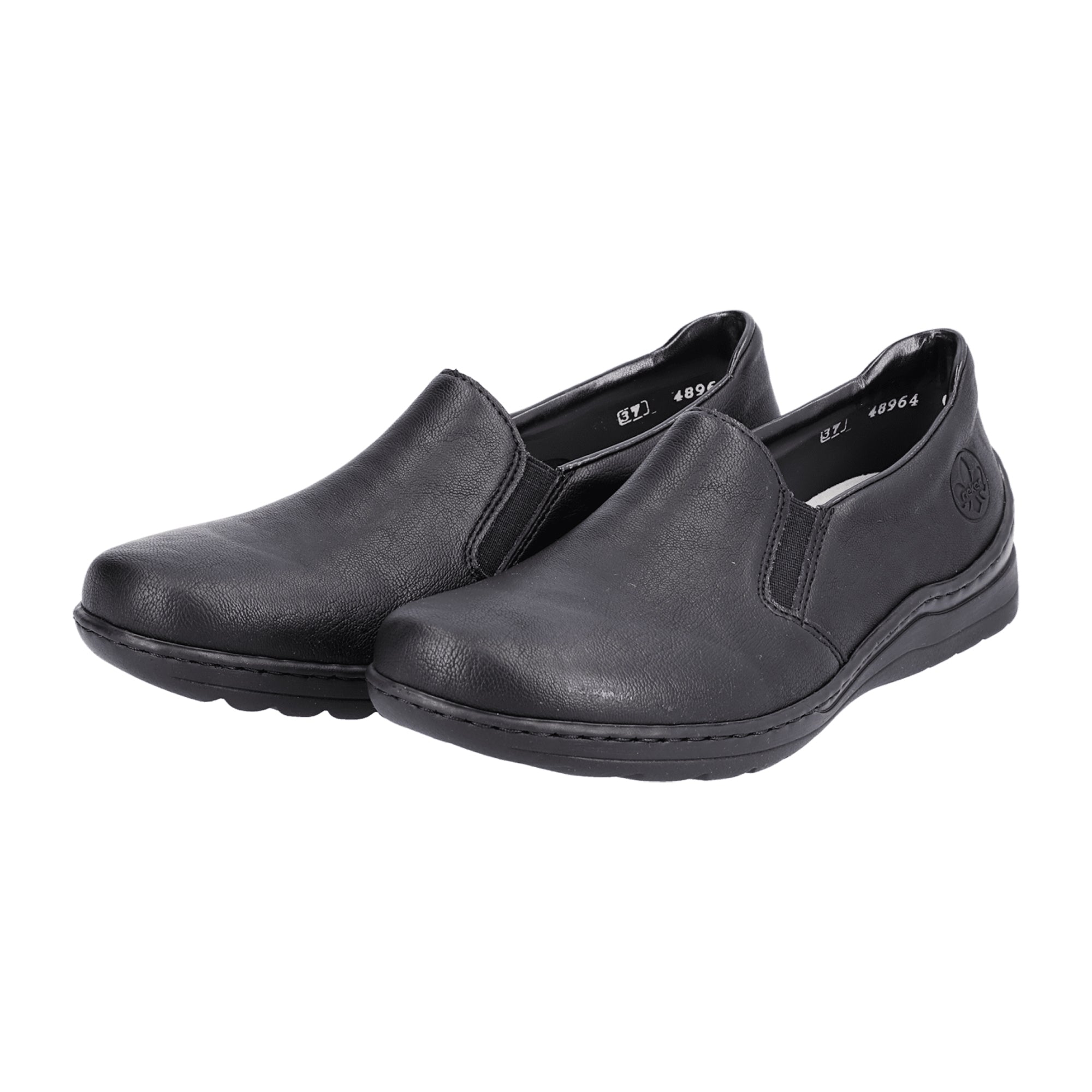 Rieker Black Slip-On Shoes for Women with Comfort Sole and Wide Fit