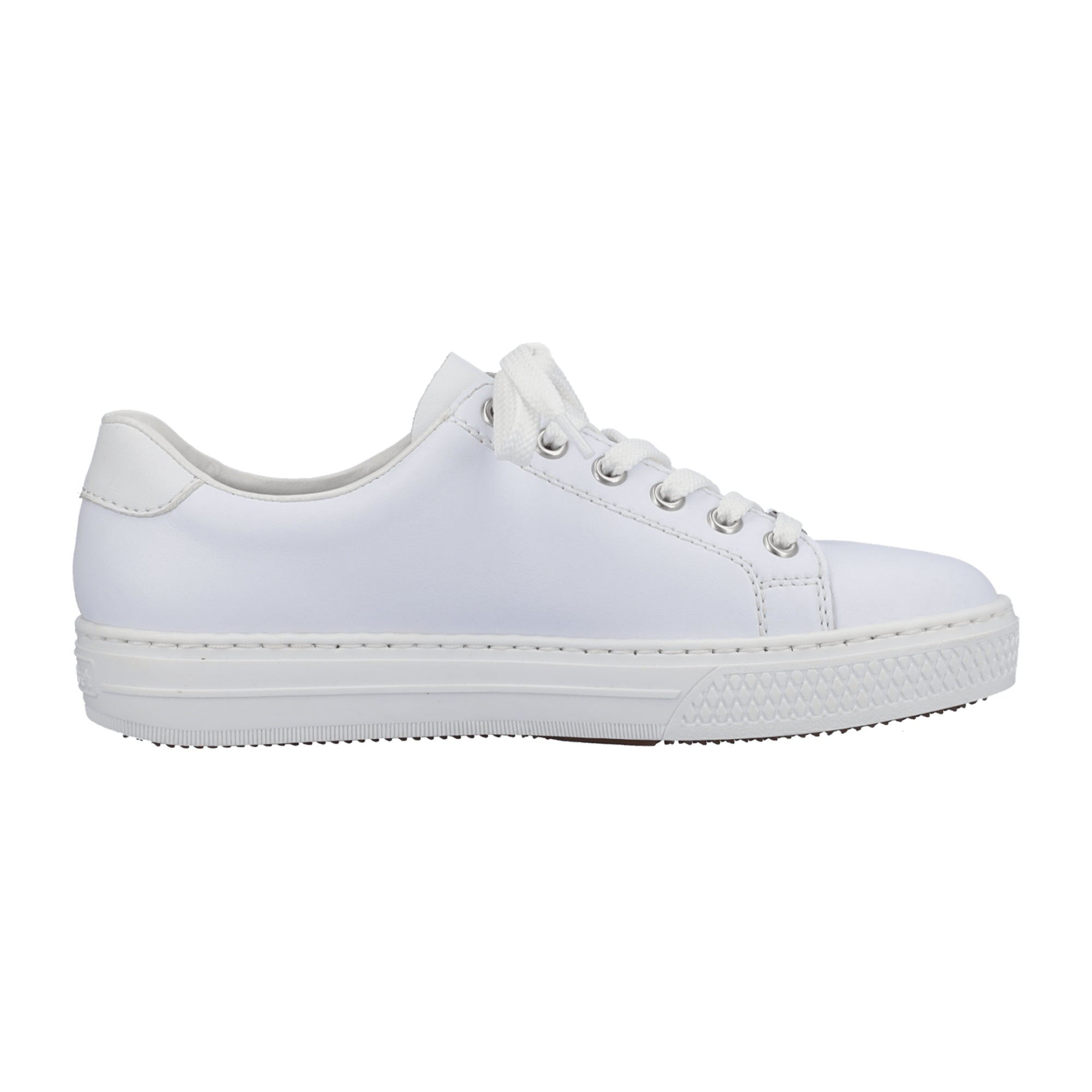 Rieker FSK Women's White Leather Sneakers with Zipper and Laces