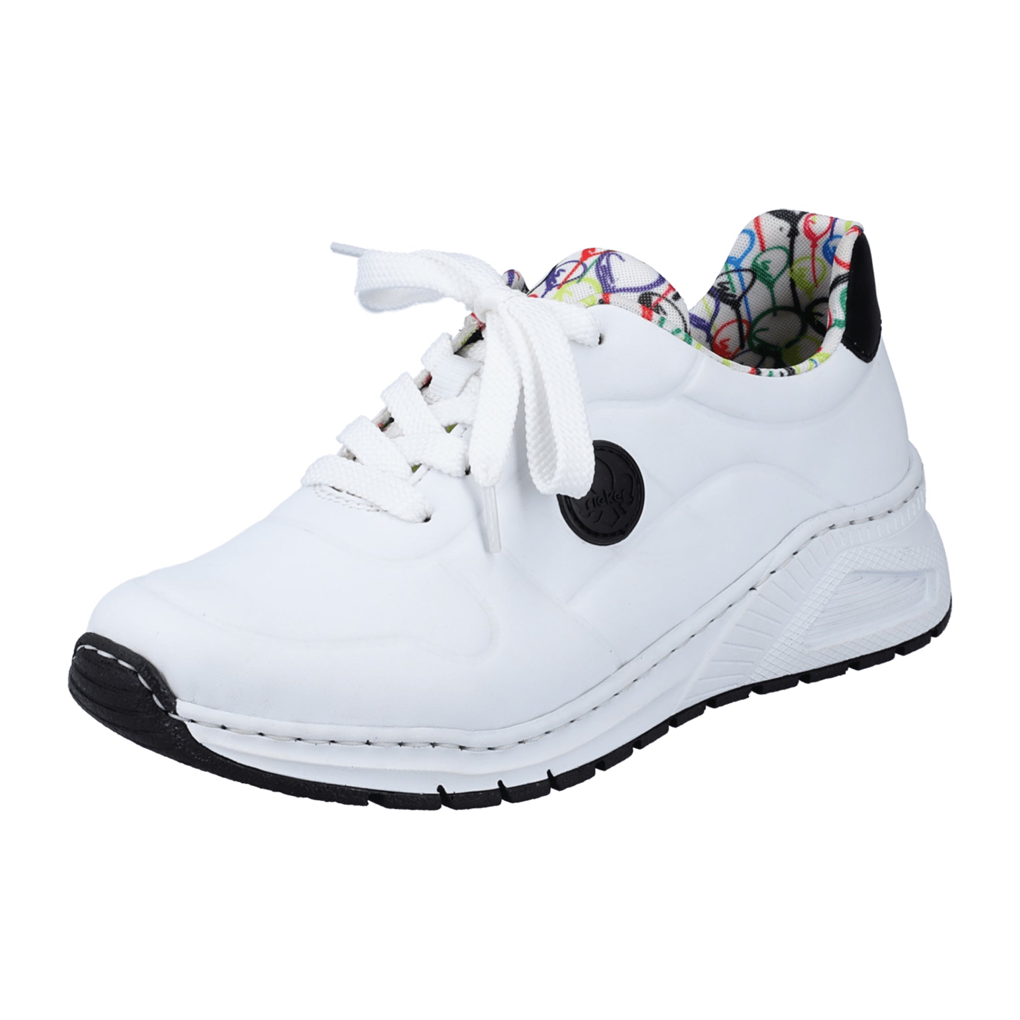 Rieker Women's White Casual Sneakers with Cushioning and Removable Insole