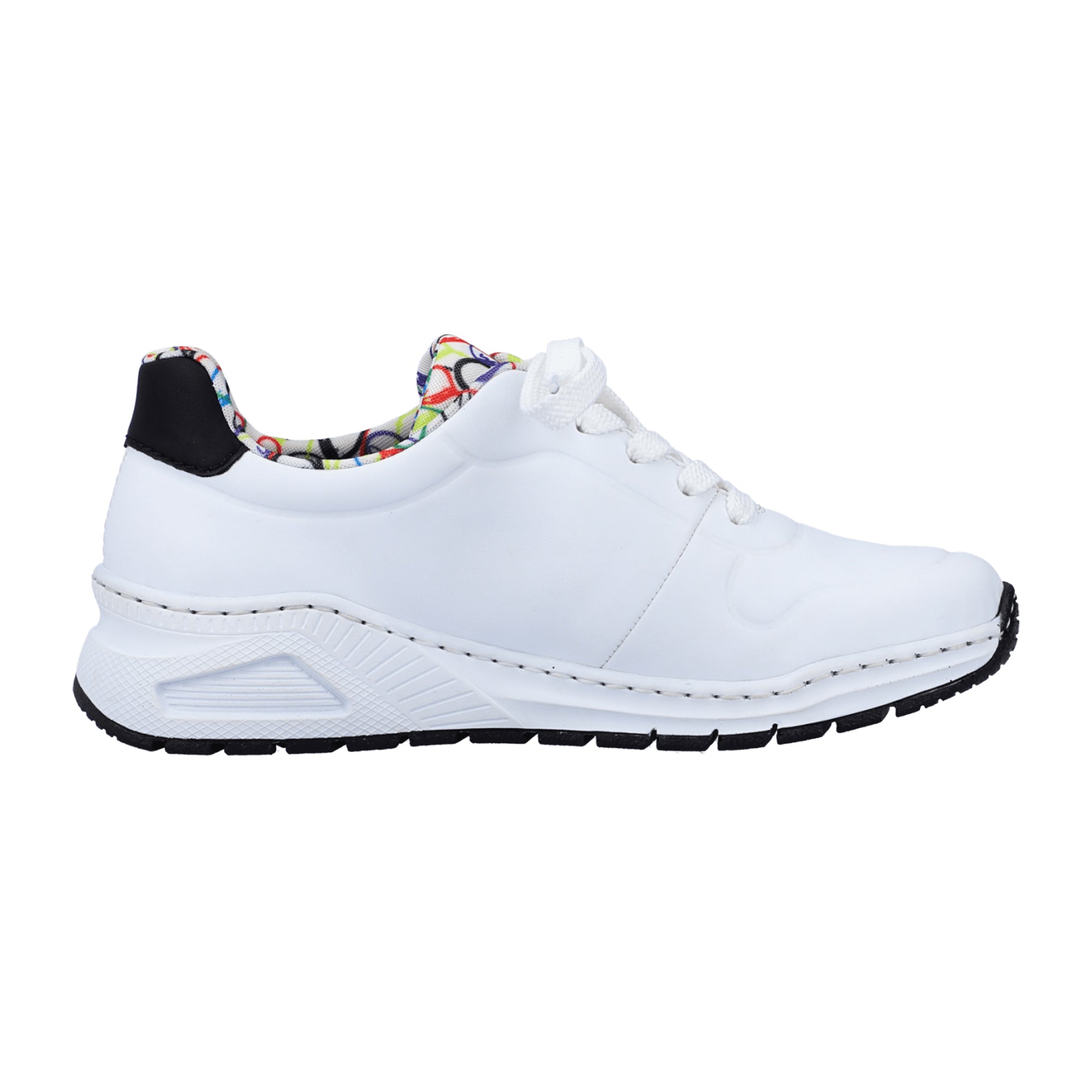 Rieker Women's White Casual Sneakers with Cushioning and Removable Insole