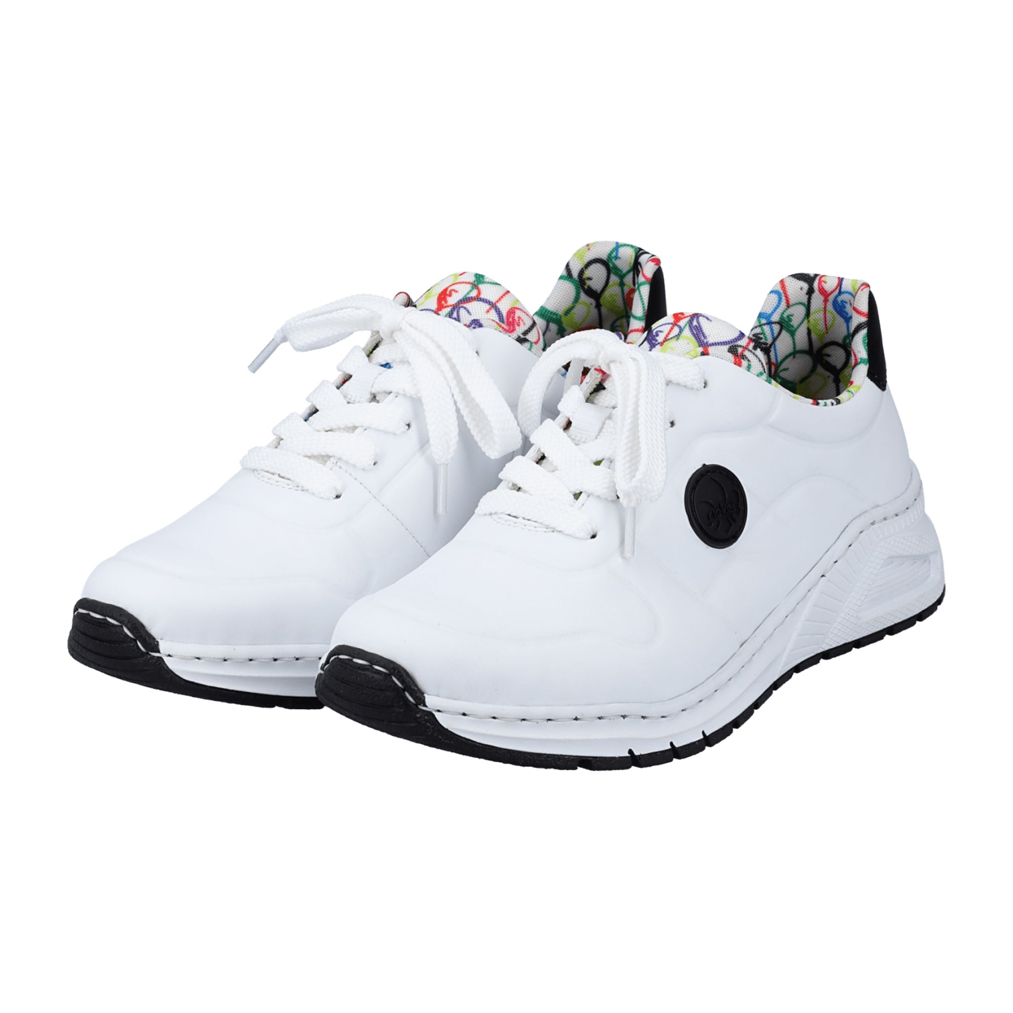 Rieker Women's White Casual Sneakers with Cushioning and Removable Insole