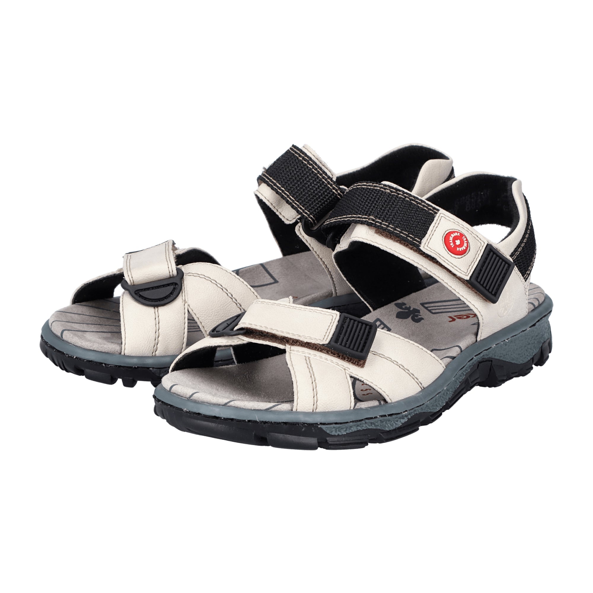 Rieker Women's Beige Sandals with Adjustable Straps and Cushioned Sole