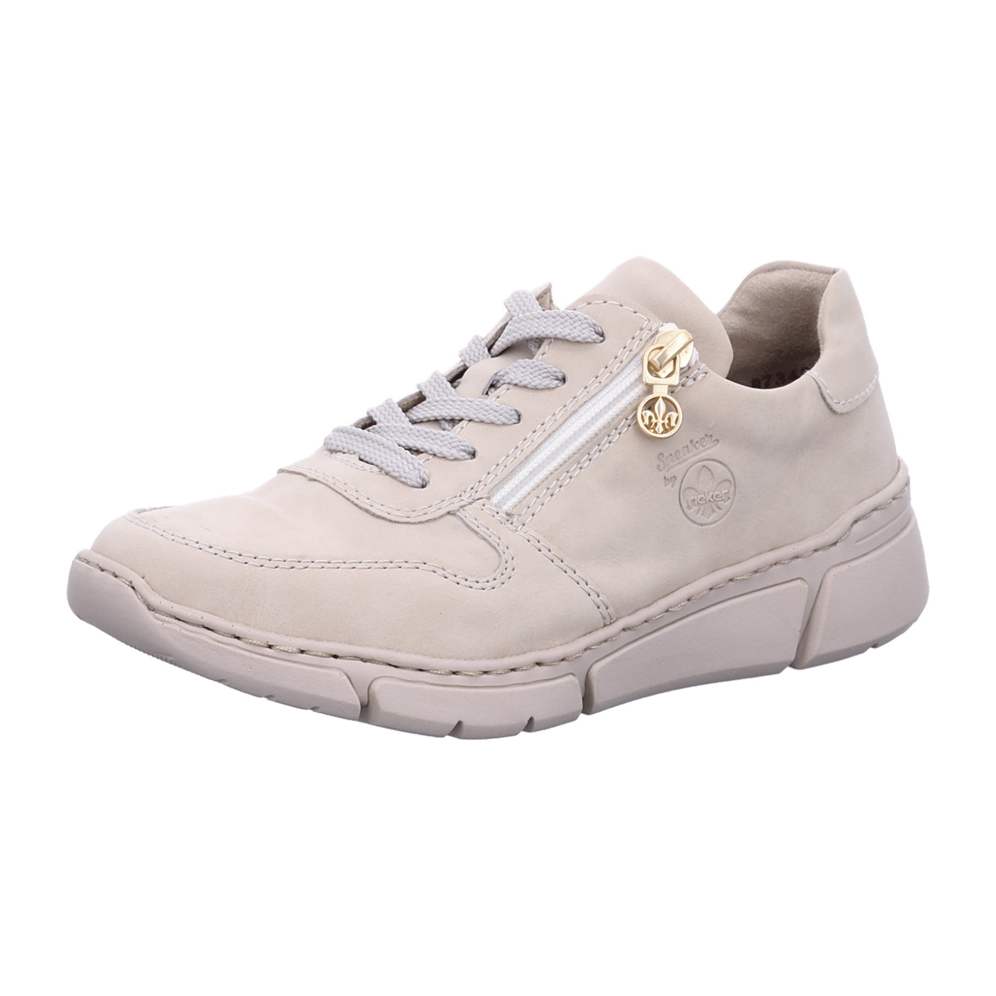 Rieker Beige Sneakers for Women with Zip and Laces, Comfortable and Stylish