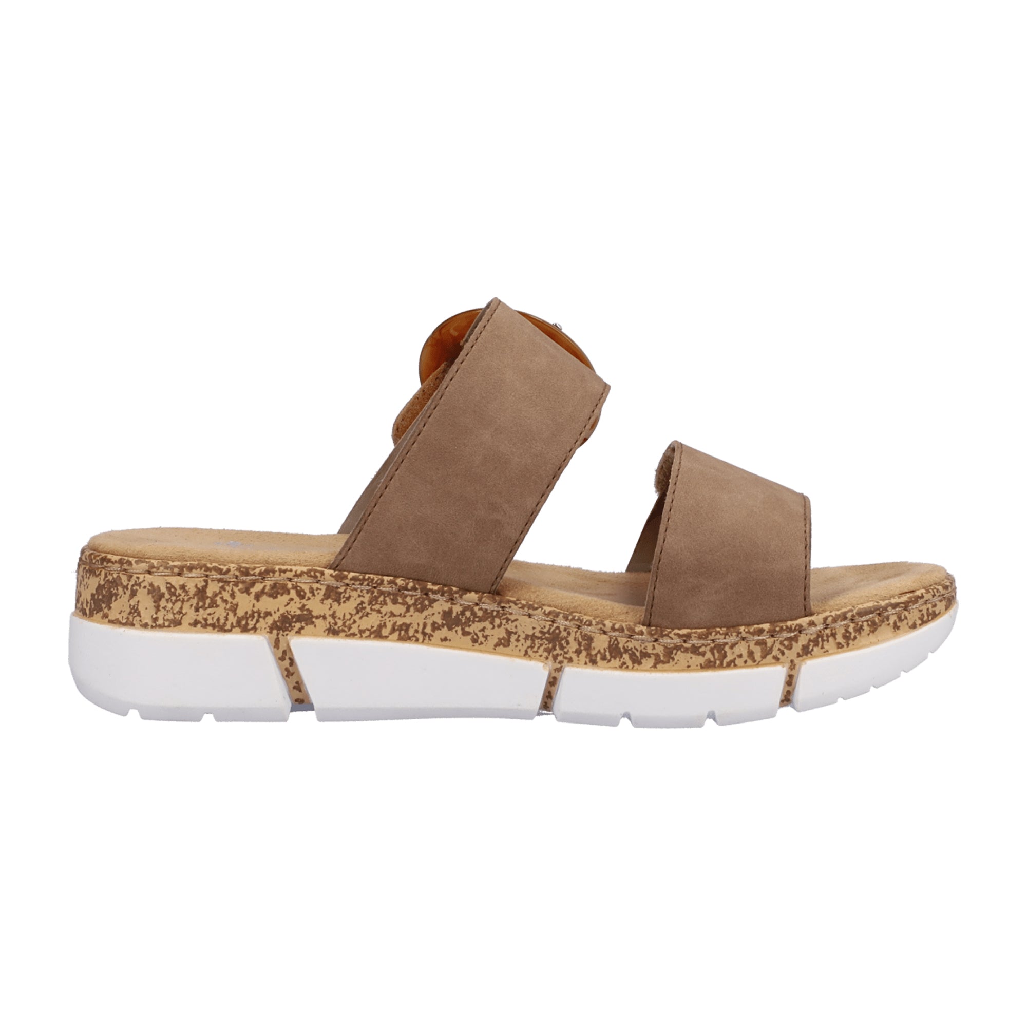 Rieker Beige Women's Sandals with Velcro Strap and Cushioned Sole