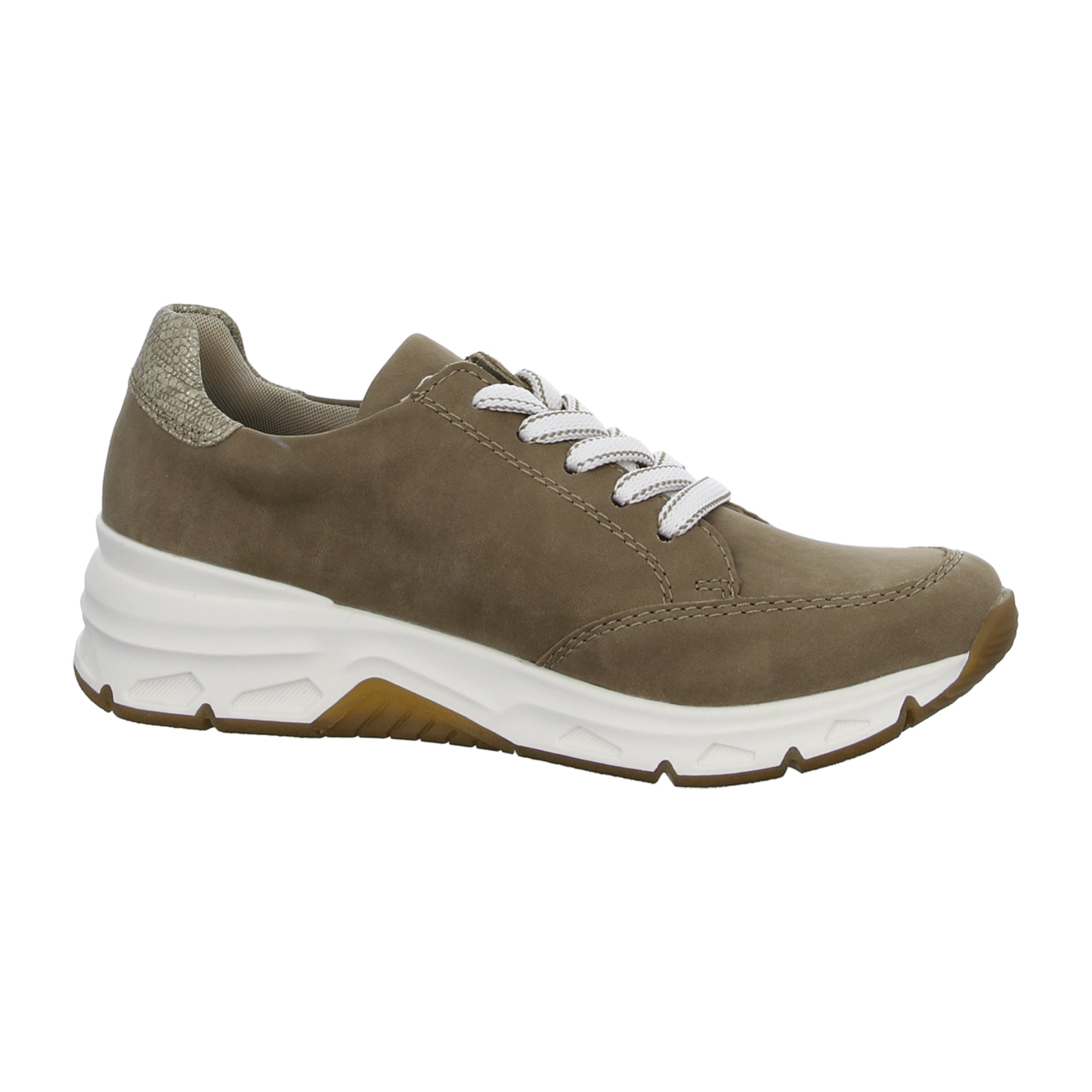 Rieker Comfortable Lace-Up Shoes for Women Beige Synthetic Leather Sneakers