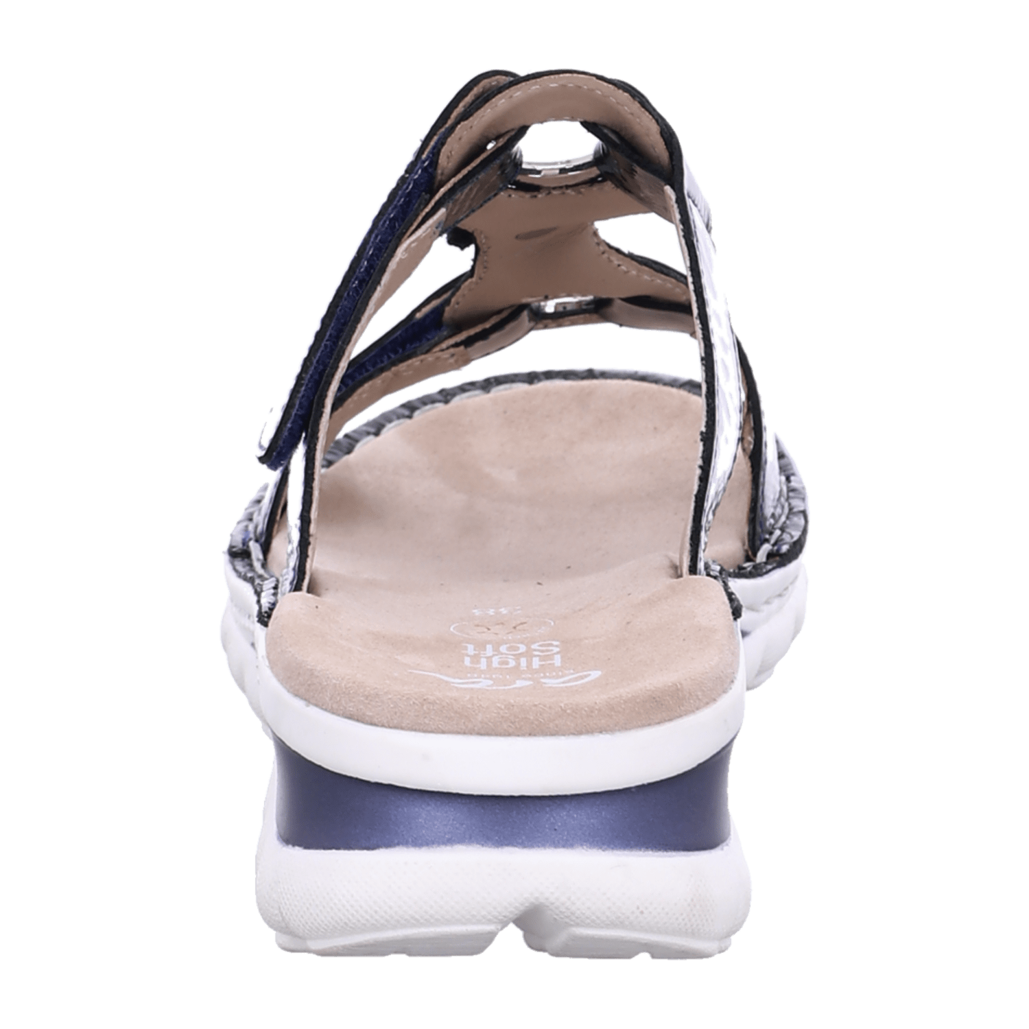 ARA dl1 TAMPA Women's Leather Slide Sandals in Blue with Textile Lining and Round Toe