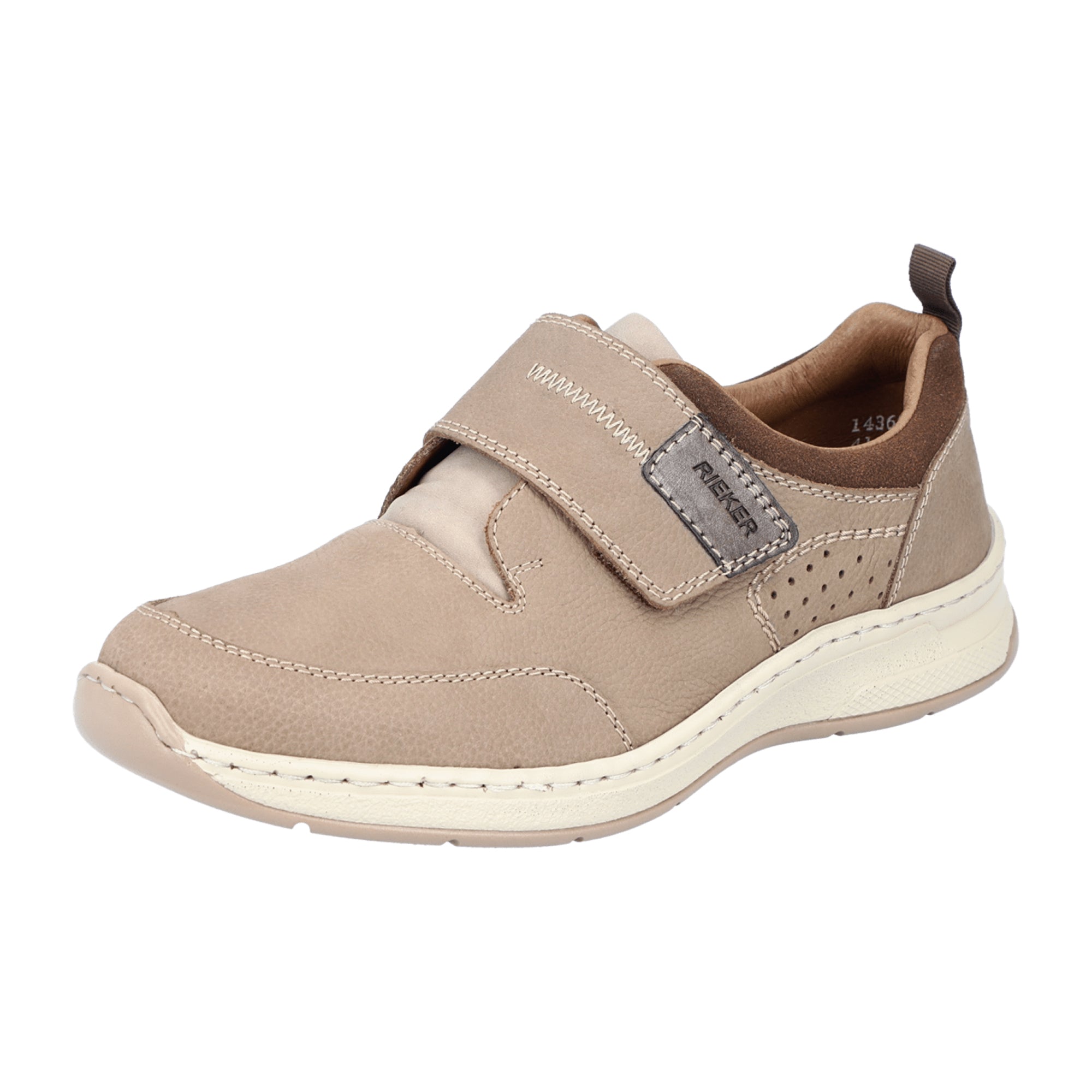 Rieker Comfortable Men's Beige Slip-On Loafers with Velcro and Cushioned Sole