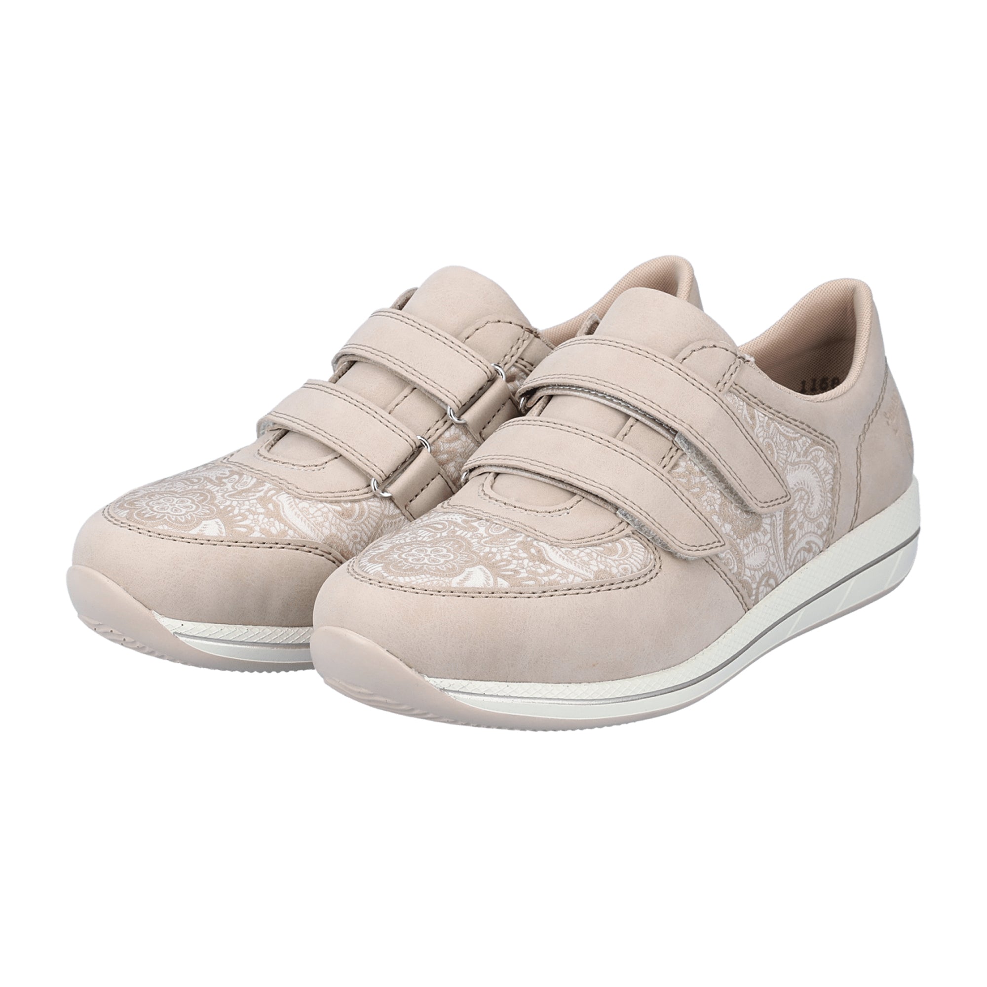 Rieker Women's Beige Slip-On Shoes with Velcro and Cushioned Sole