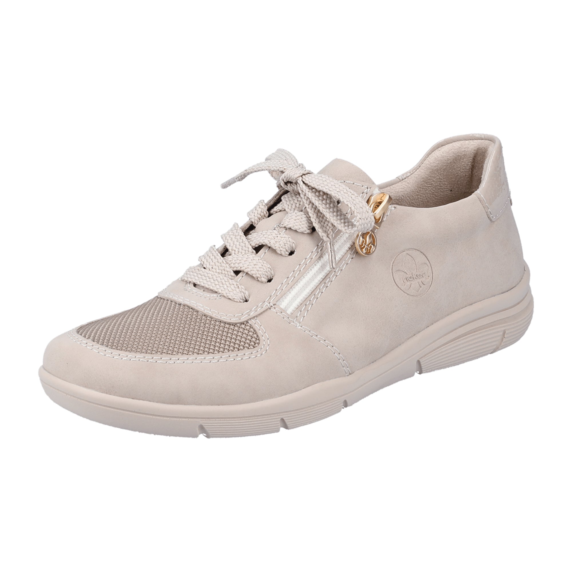 Rieker Beige Women's Comfort Sneakers with Zipper and Laces