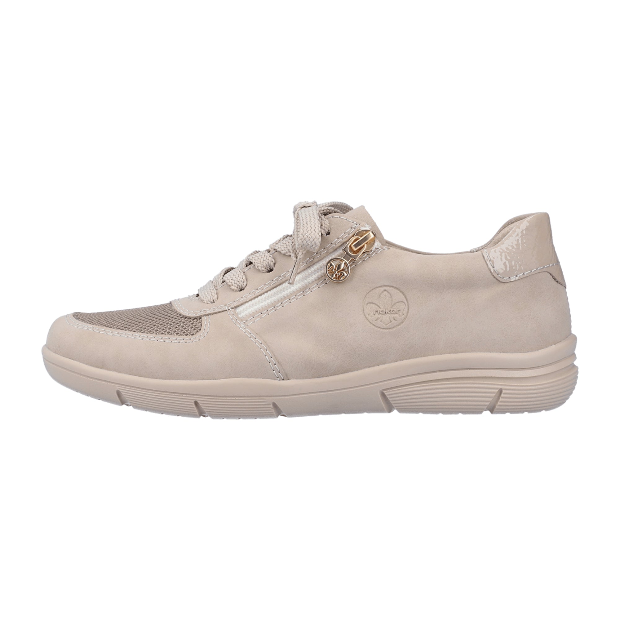 Rieker Beige Women's Comfort Sneakers with Zipper and Laces