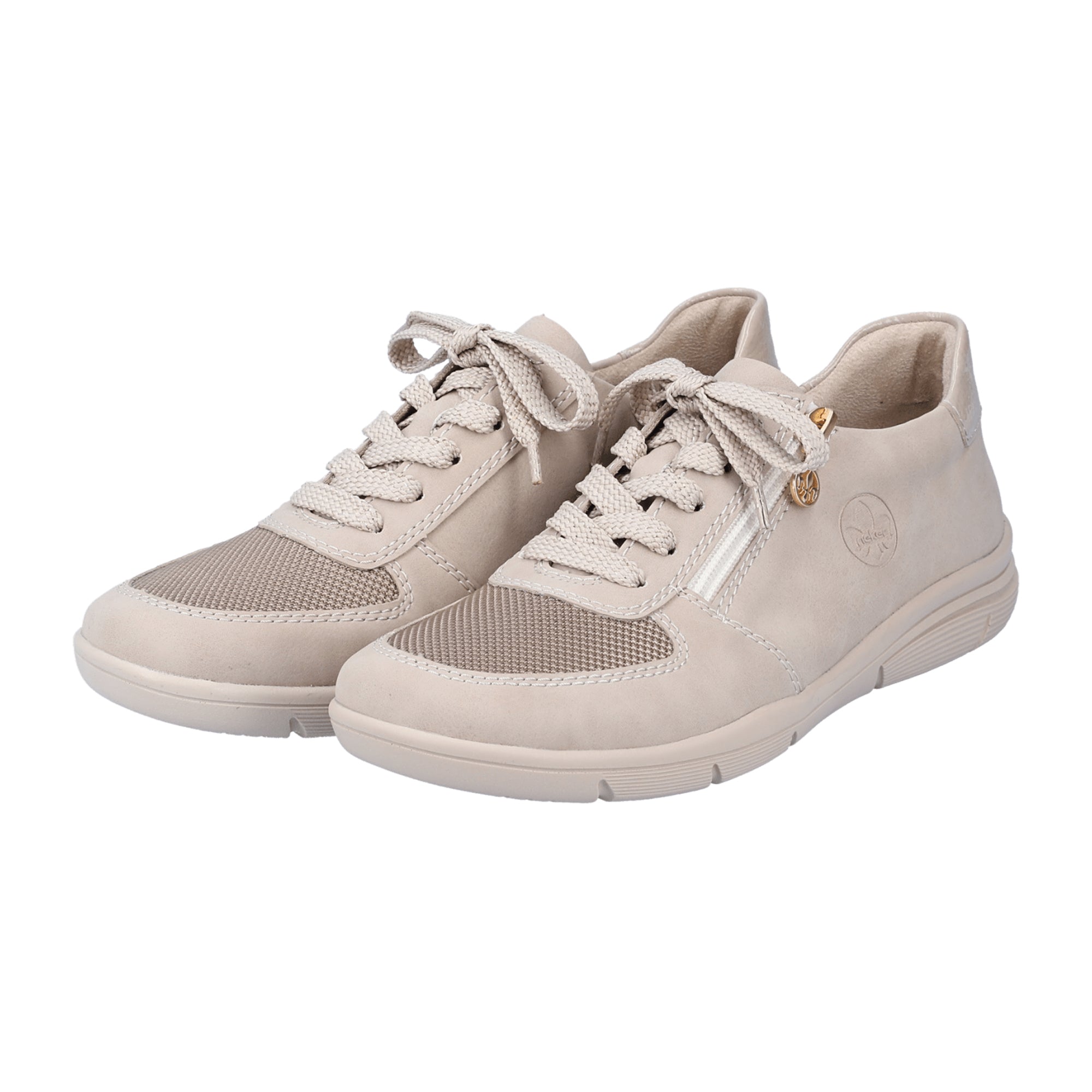 Rieker Beige Women's Comfort Sneakers with Zipper and Laces