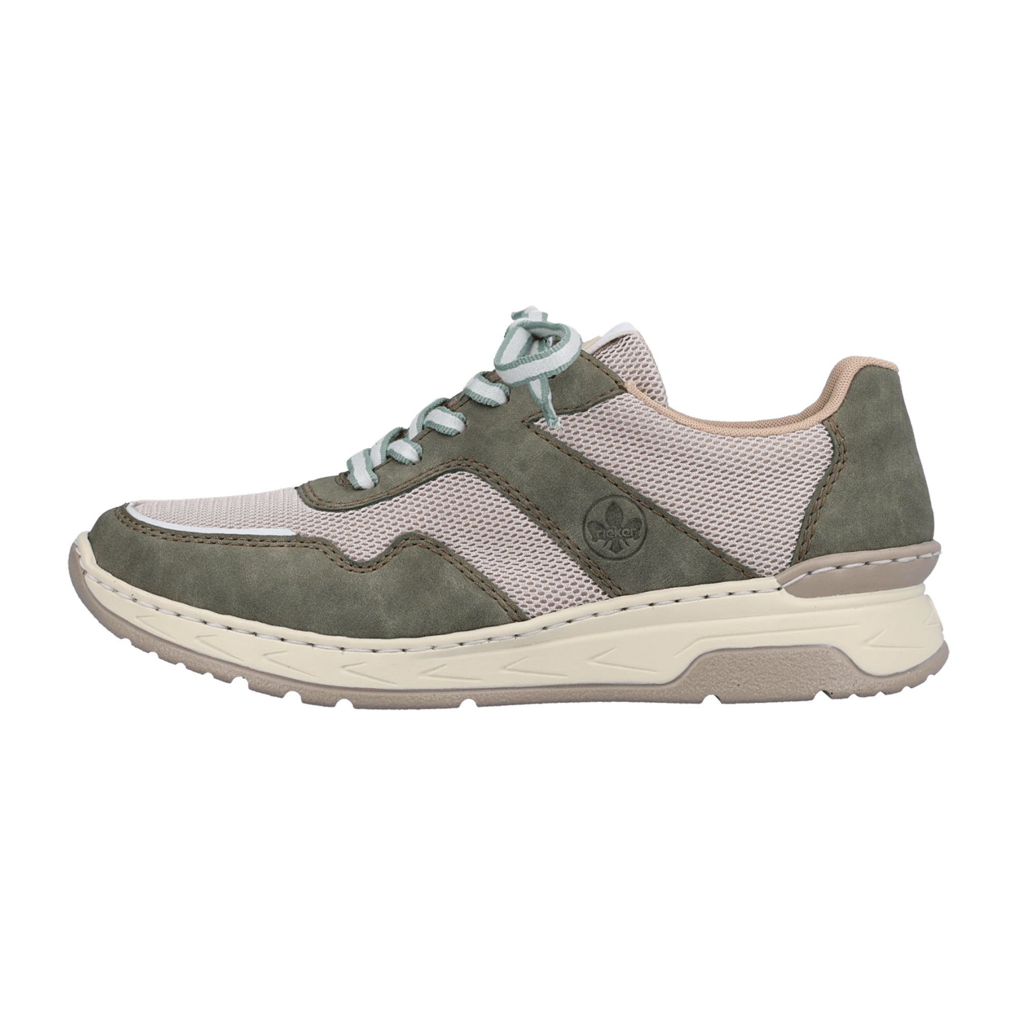 Rieker Women's Olive Beige Sneakers with Removable Insole and Shock Absorption