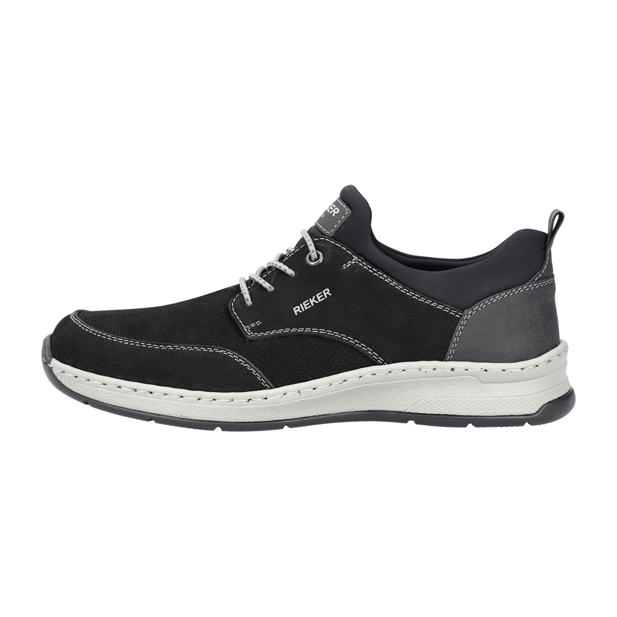 Rieker Comfortable Men's Black Lace-Up Shoes with Shock Absorbing Sole