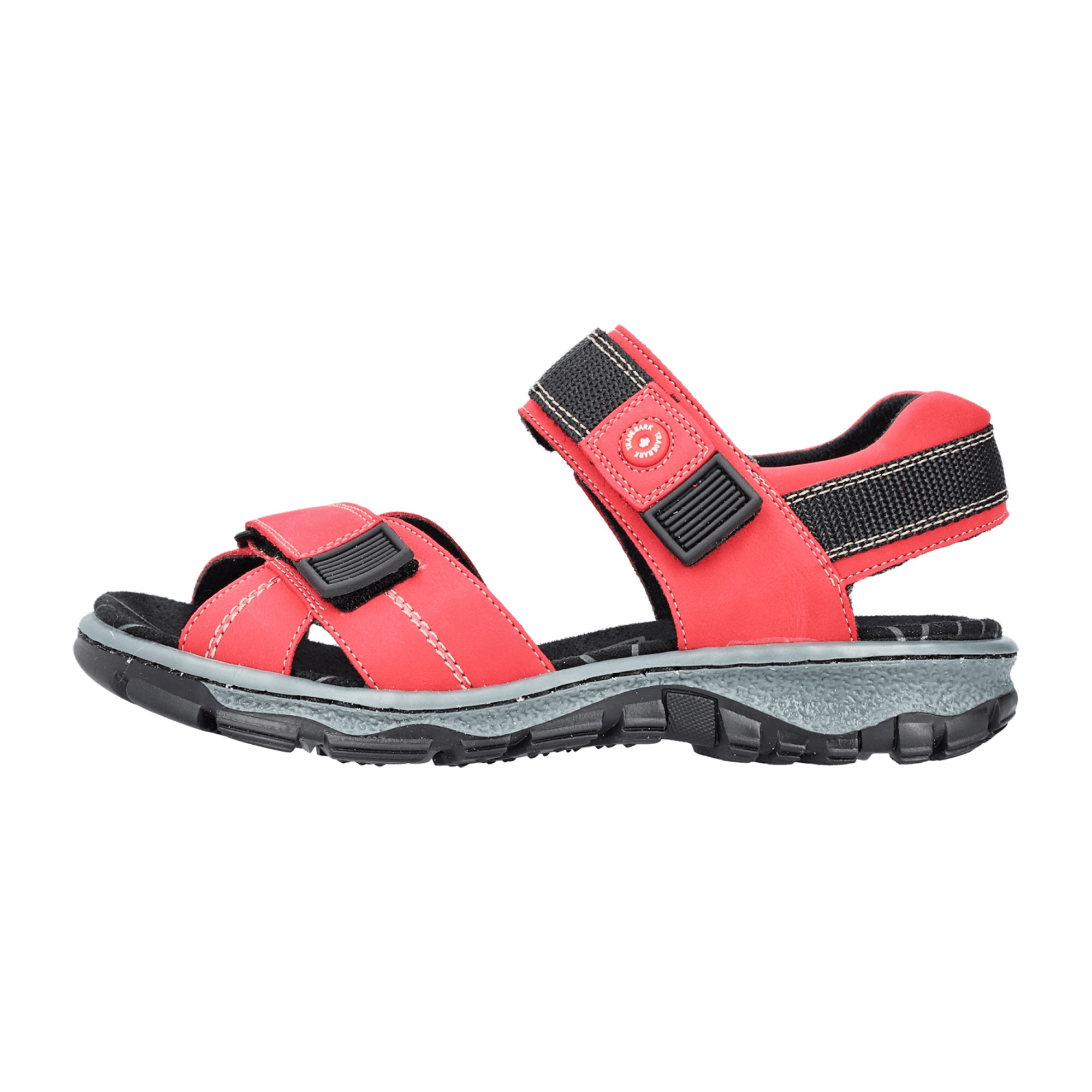 Rieker Red Synthetic Leather Women's Trekking Sandals with Velcro Strap