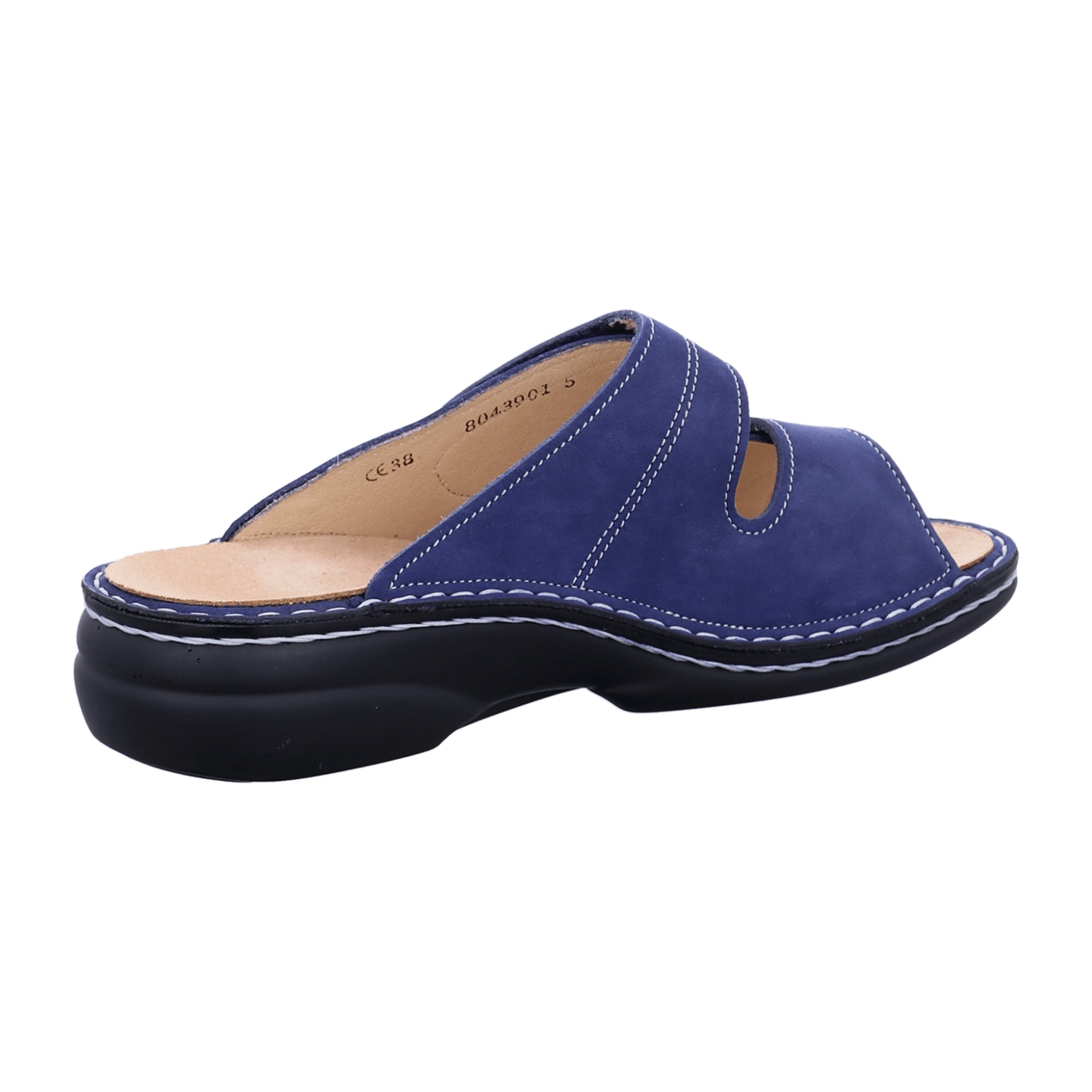 Finn Comfort Sansibar Women's Comfort Slides - Blue Nubuck Leather Sandals with Adjustable Straps