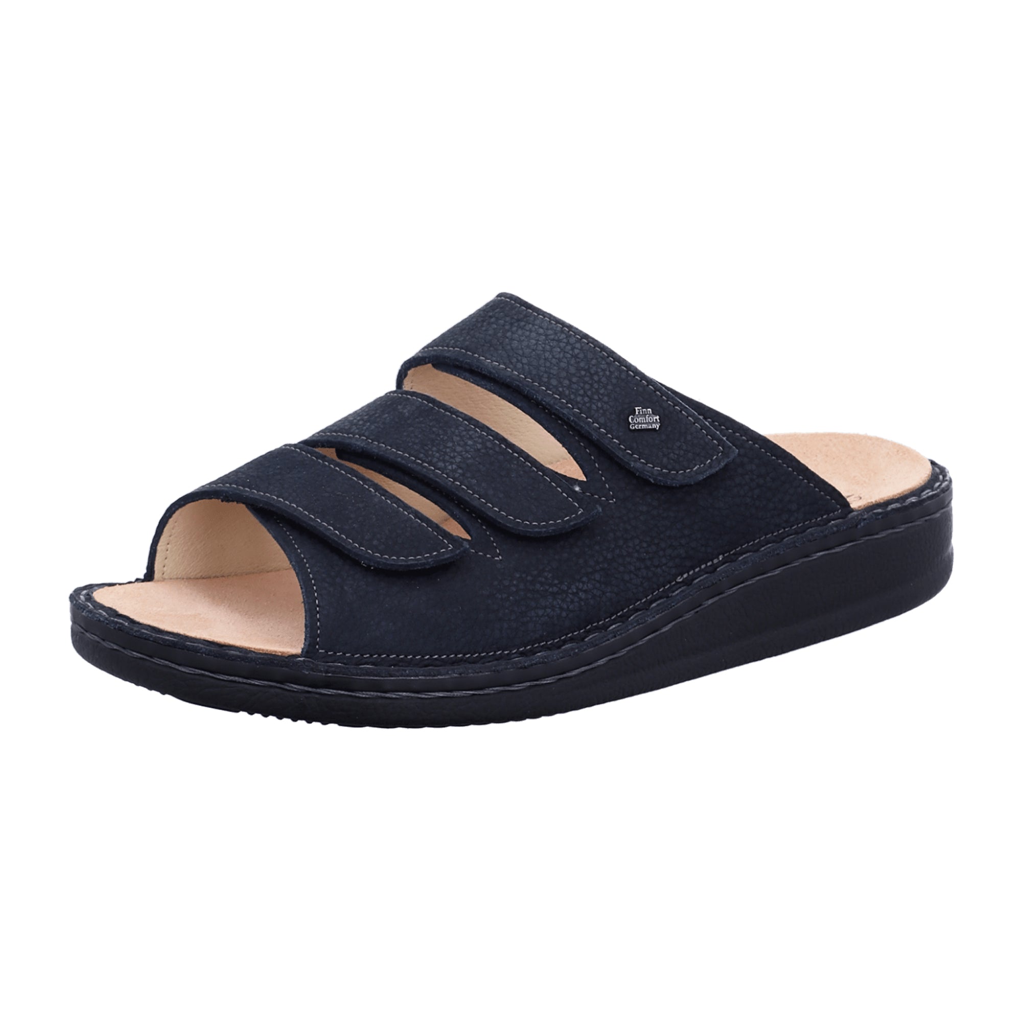 Finn Comfort Korfu Men's Slide Sandals, Night Blue - Stylish & Comfortable Leather Sandals for Men