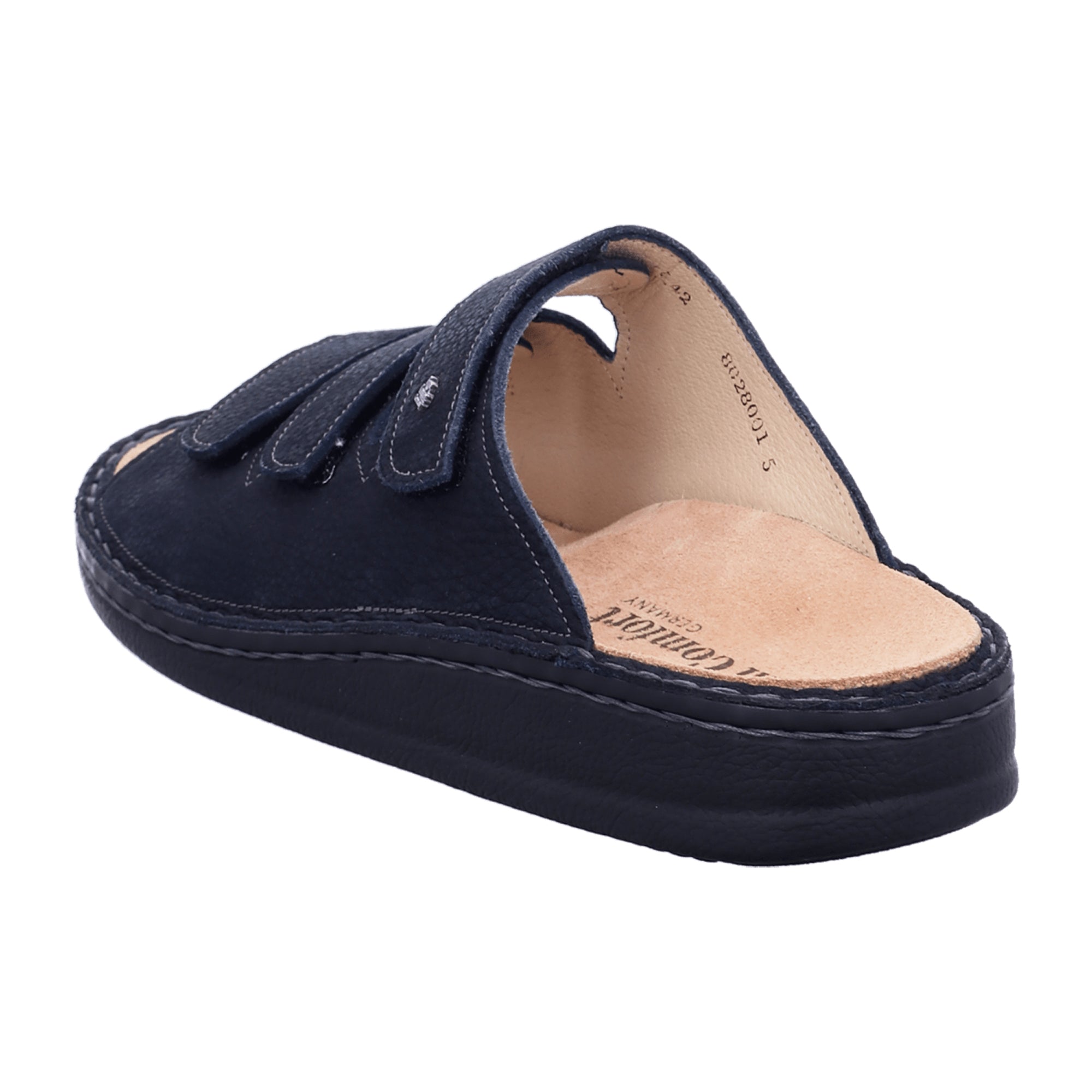 Finn Comfort Korfu Men's Slide Sandals, Night Blue - Stylish & Comfortable Leather Sandals for Men