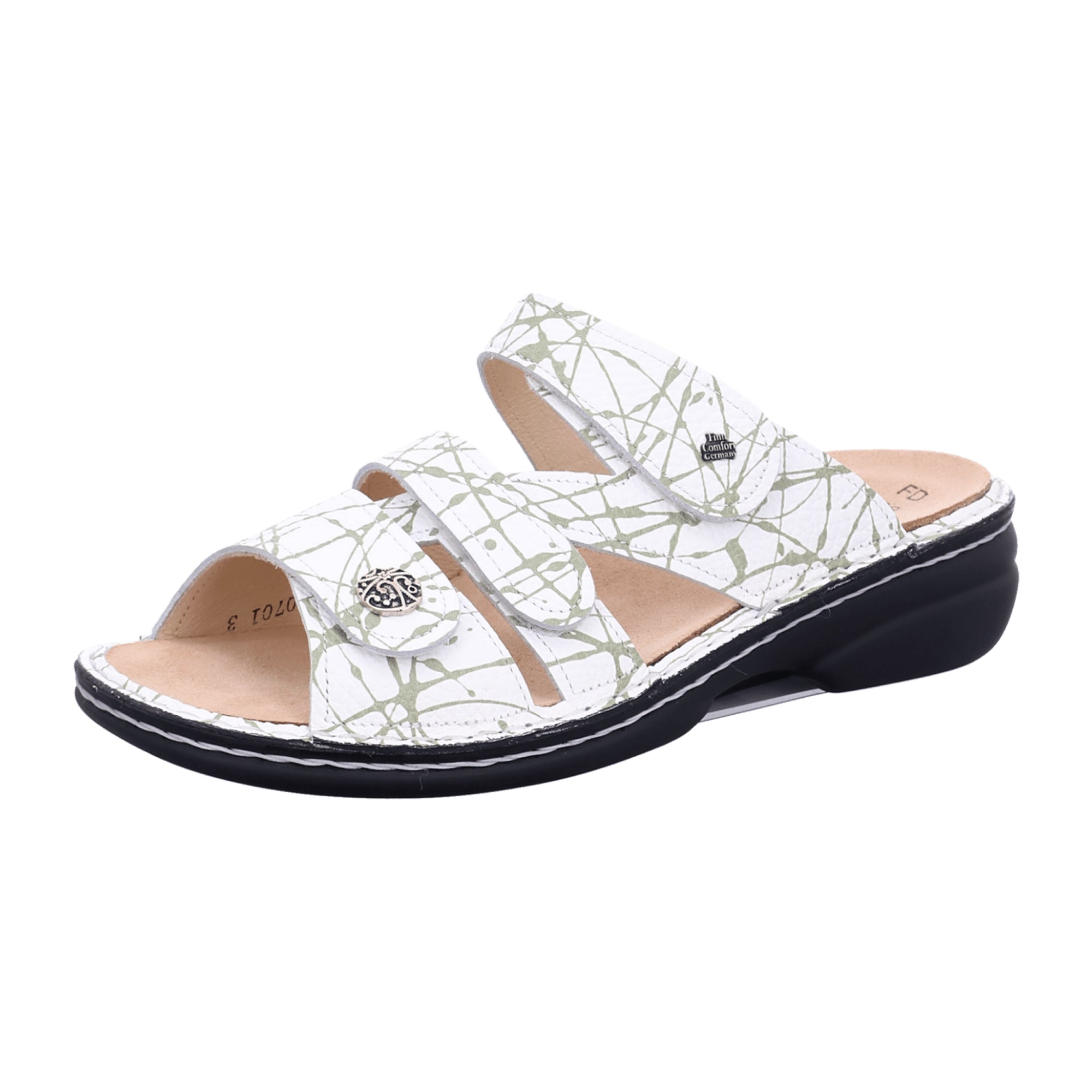 Finn Comfort Ventura-Soft Women's White Leather Slides - Comfortable Summer Sandals with Soft Footbed