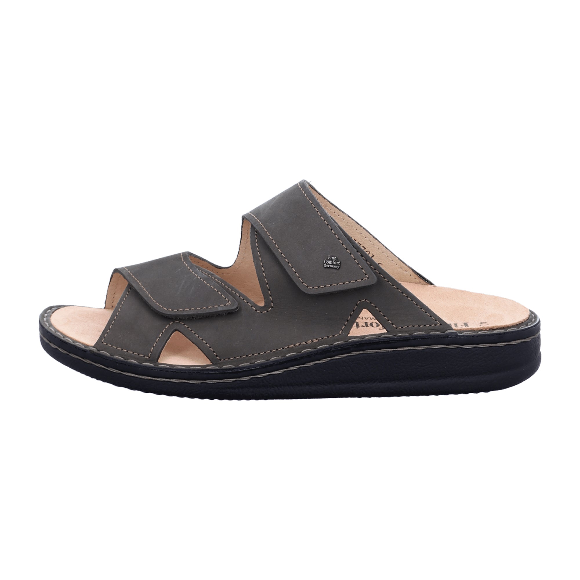 Finn Comfort Danzig-Soft Men's Sandal - Comfort Slide in Mud Brown (Nubuck Leather)