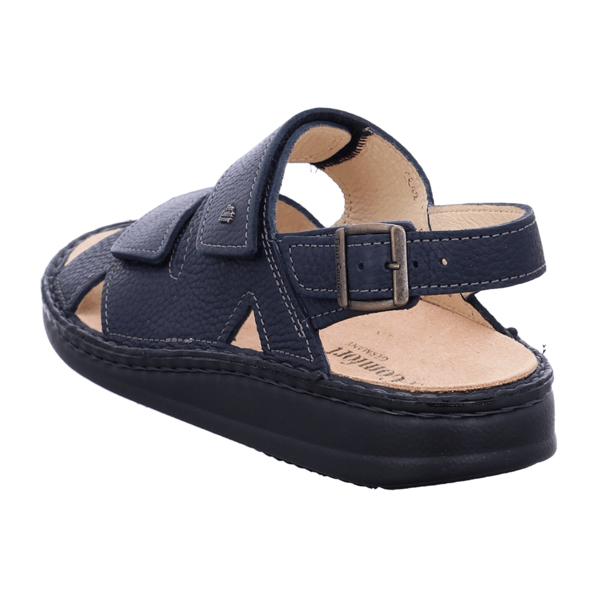 Finn Comfort Toro-Soft Men's Sandals - Night Blue Comfortable Leather Sandals with Adjustable Straps