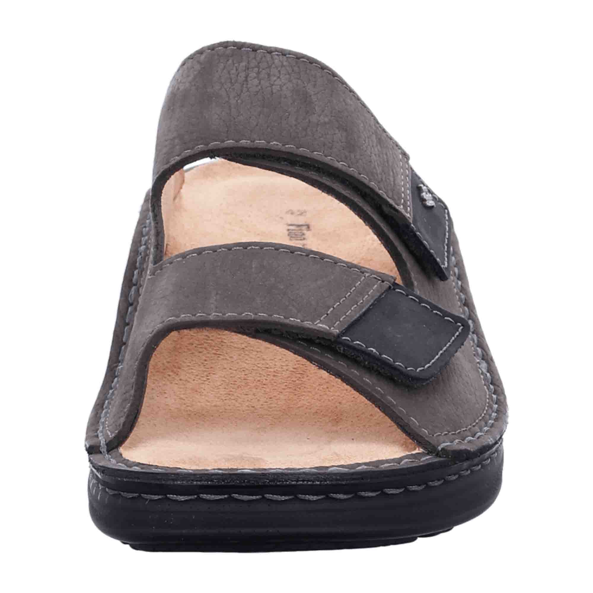 Finn Comfort Psara Men's Slides - Grey/Black Comfort Leather Sandals