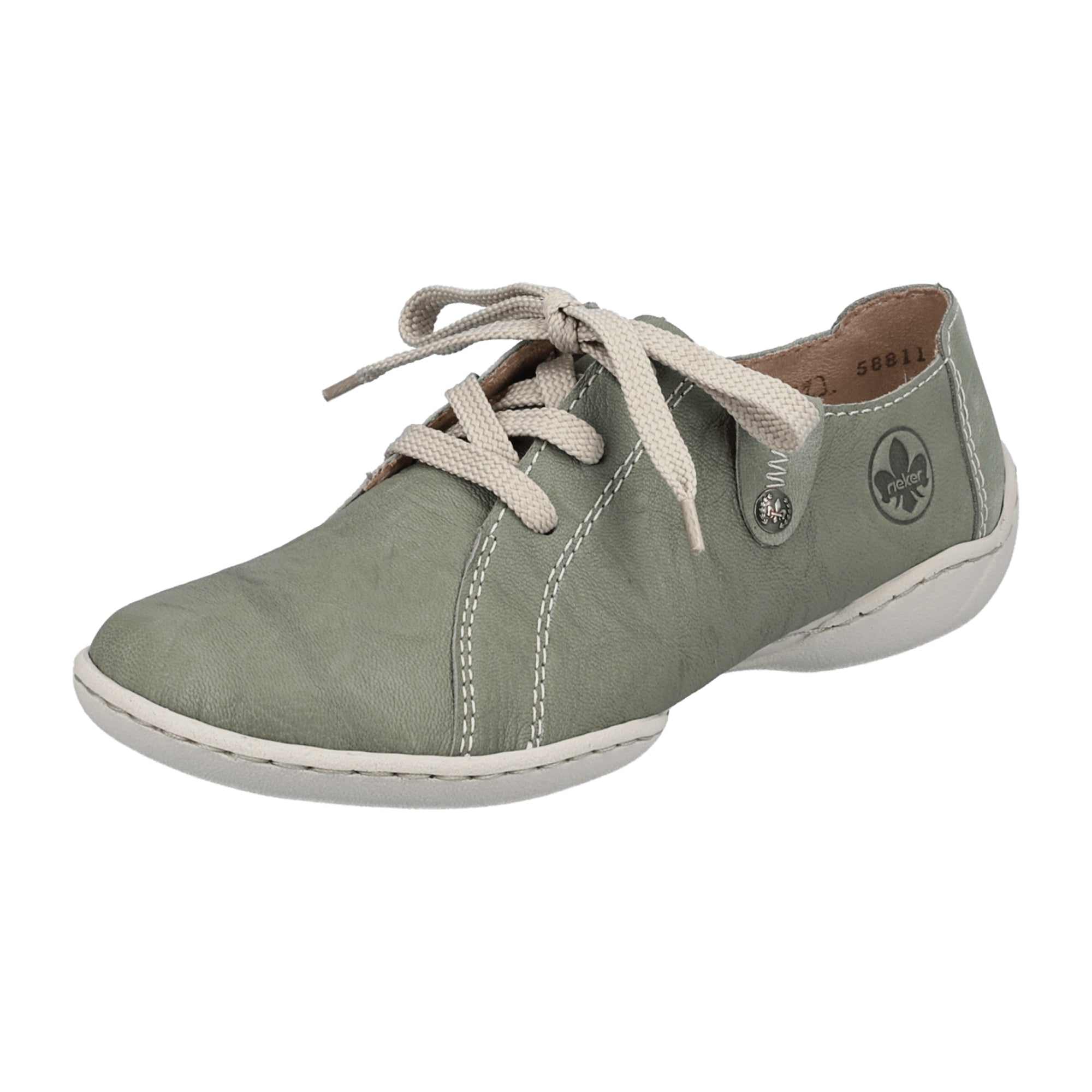 Rieker Comfort Lace Up Shoes for Women in Green with Shock Absorbing Sole