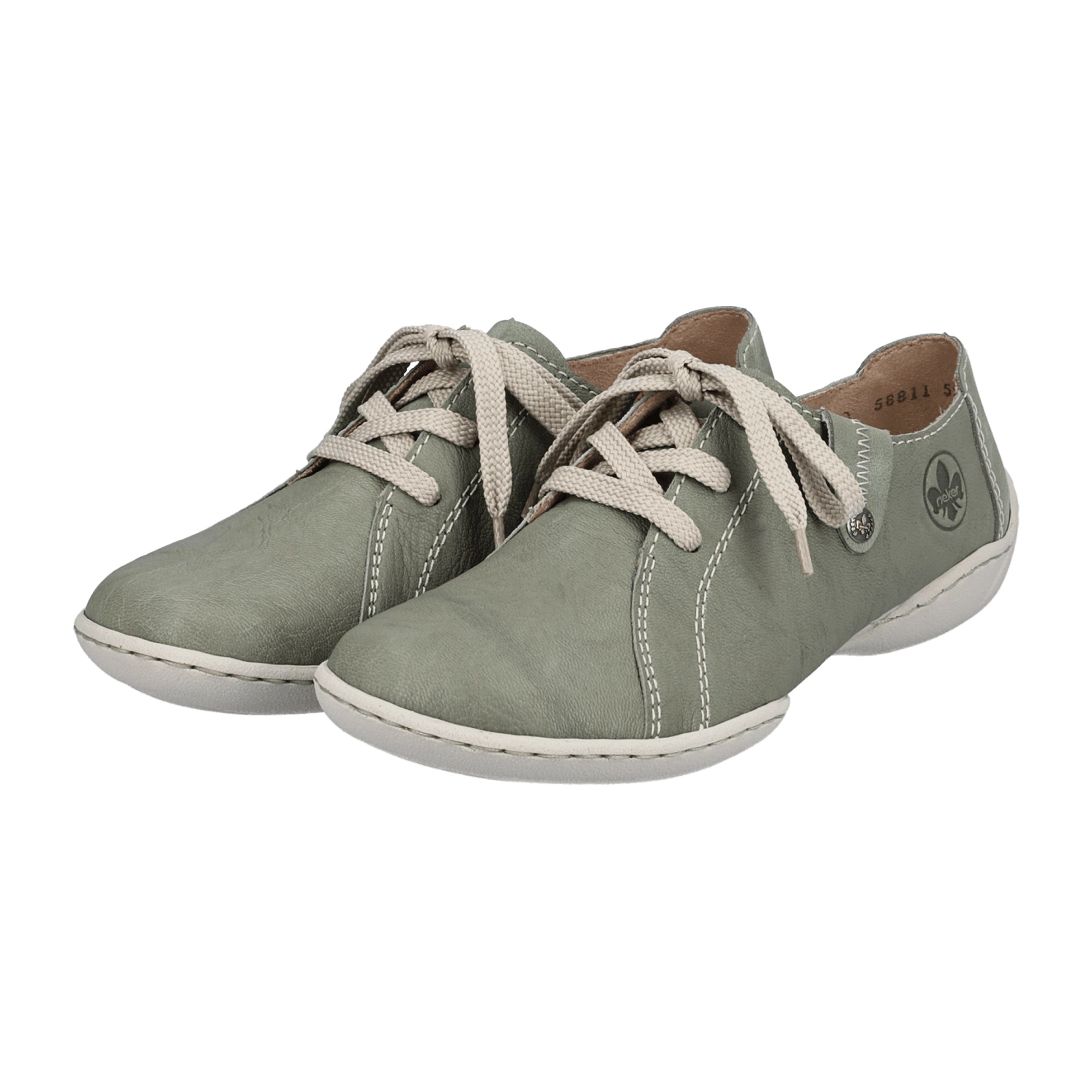 Rieker Comfort Lace Up Shoes for Women in Green with Shock Absorbing Sole