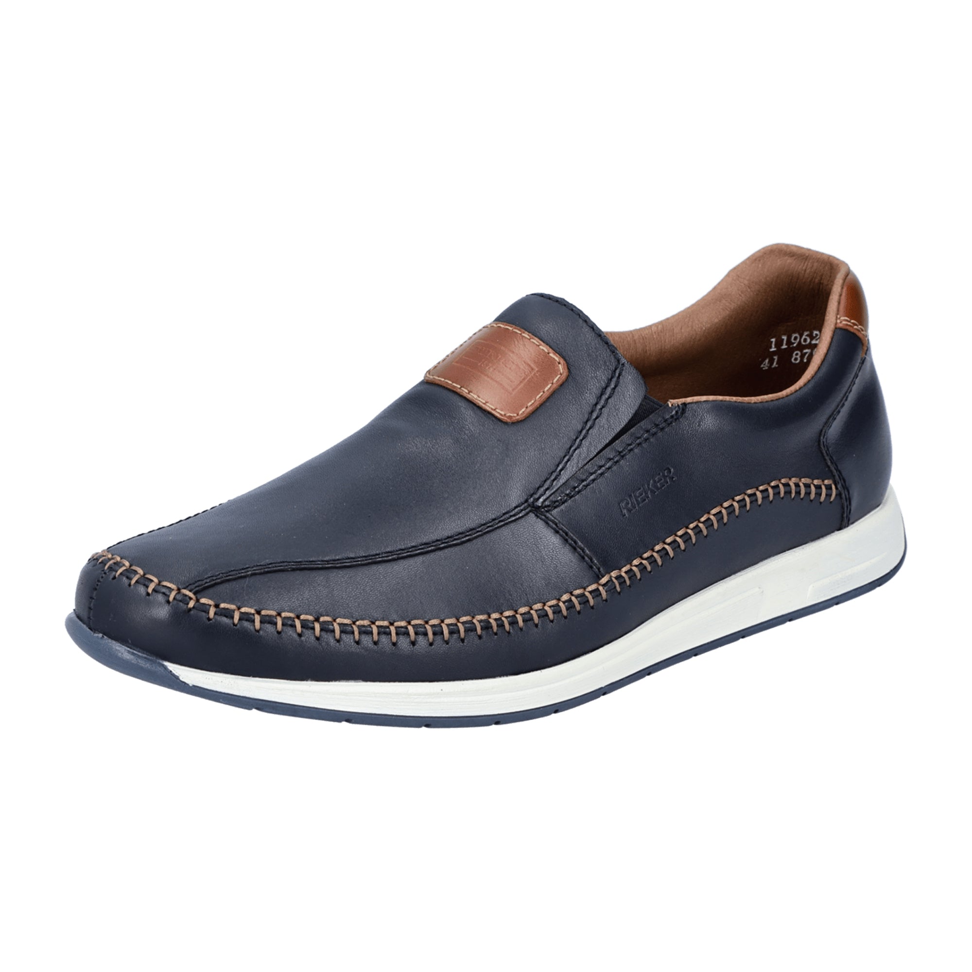 Rieker Men's Blue Leather Slip-On Shoes with Comfortable Cushioned Sole