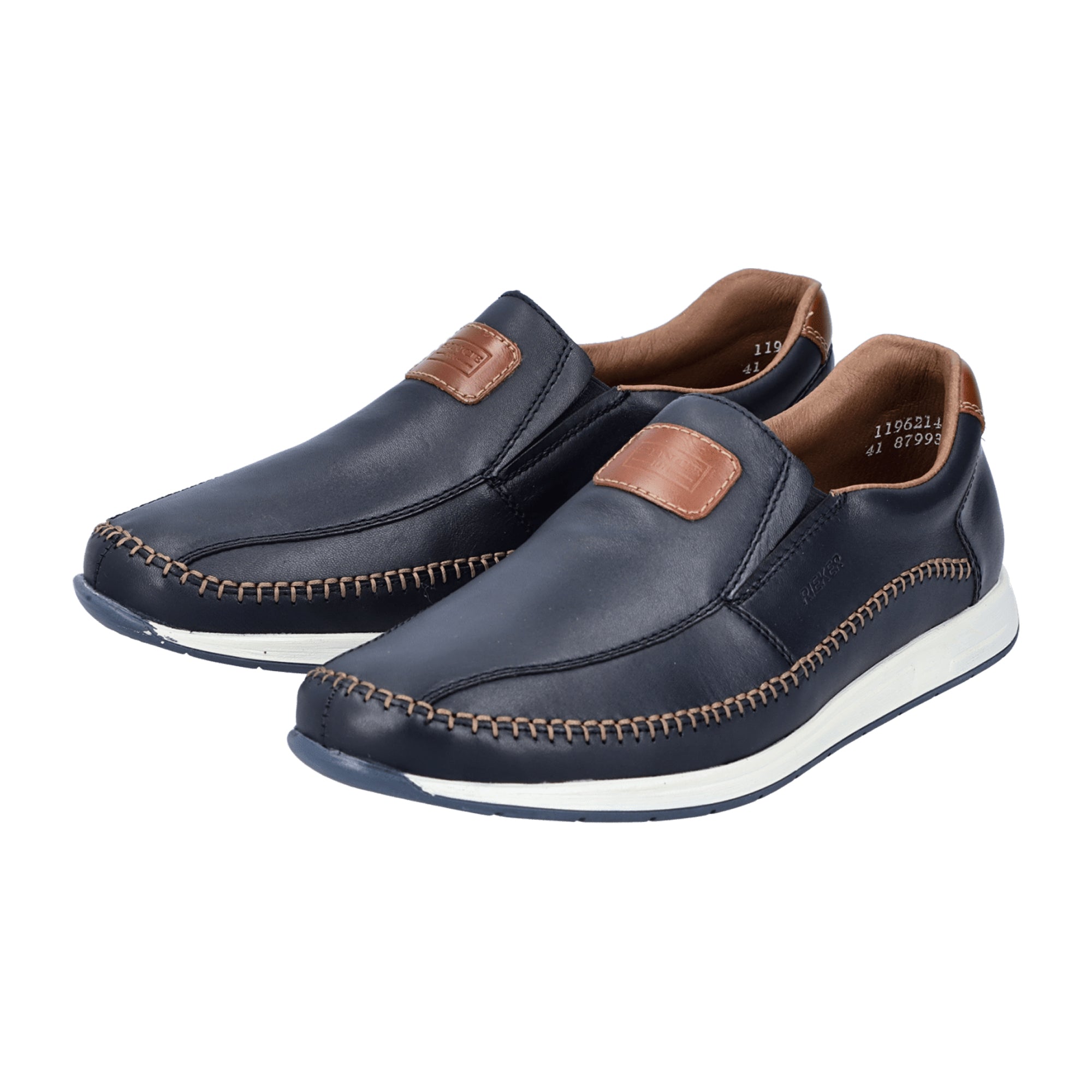 Rieker Men's Blue Leather Slip-On Shoes with Comfortable Cushioned Sole
