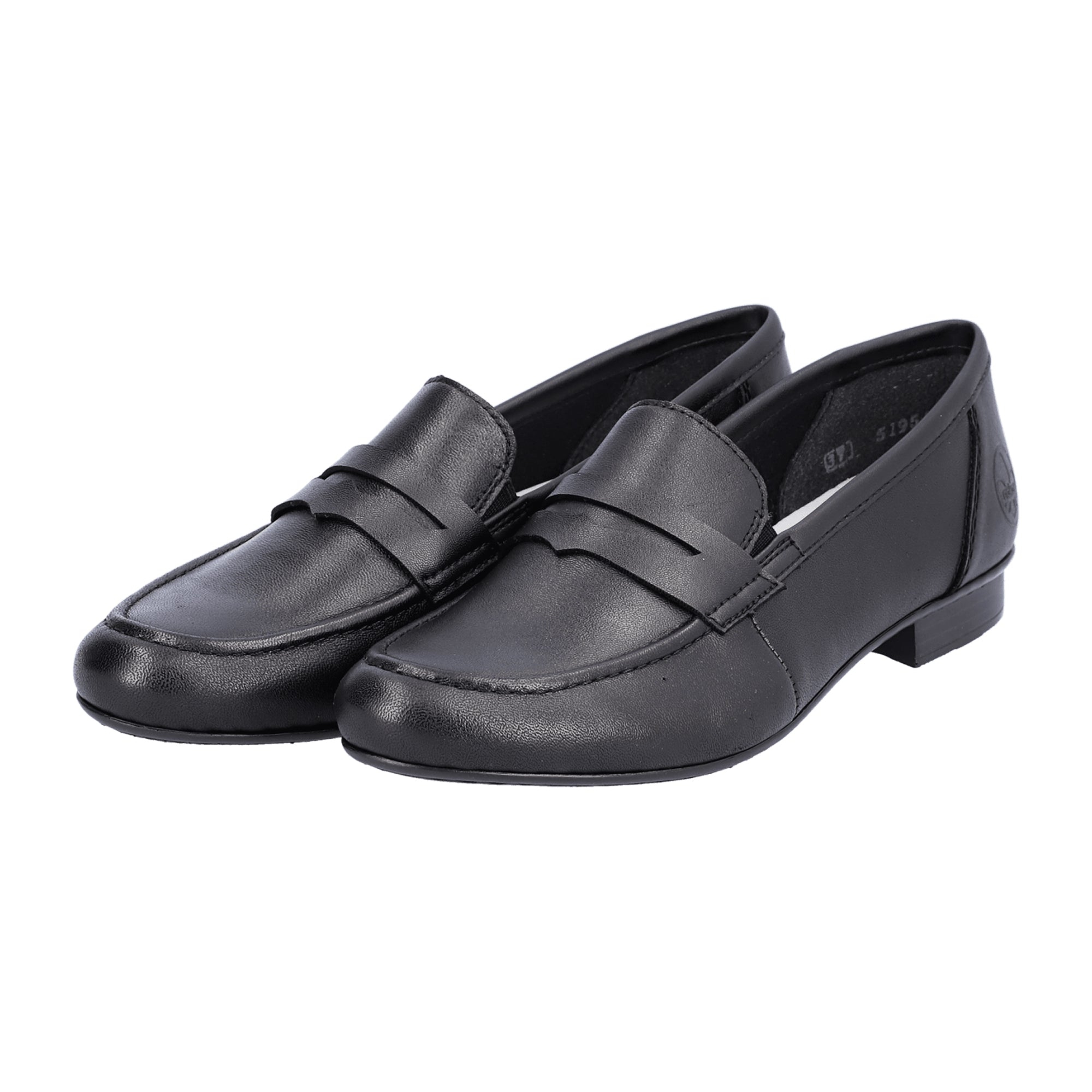 Rieker Black Leather Slip-On Loafers for Women Comfortable Lightweight Shoes