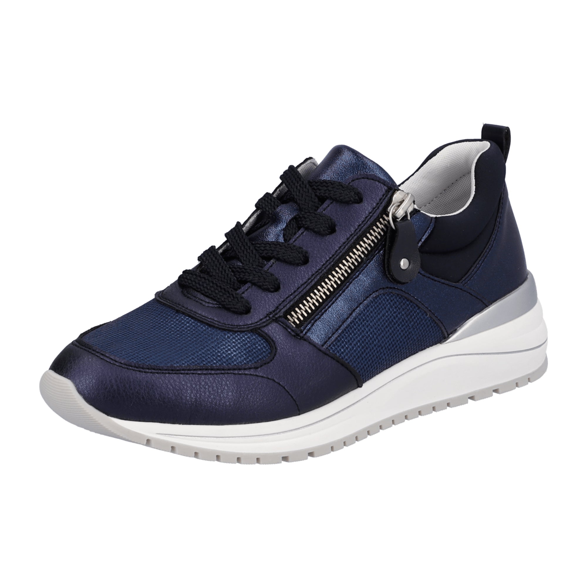 Remonte Women's Blue Athletic Lace-Up Shoes with Zipper and Comfort Sole