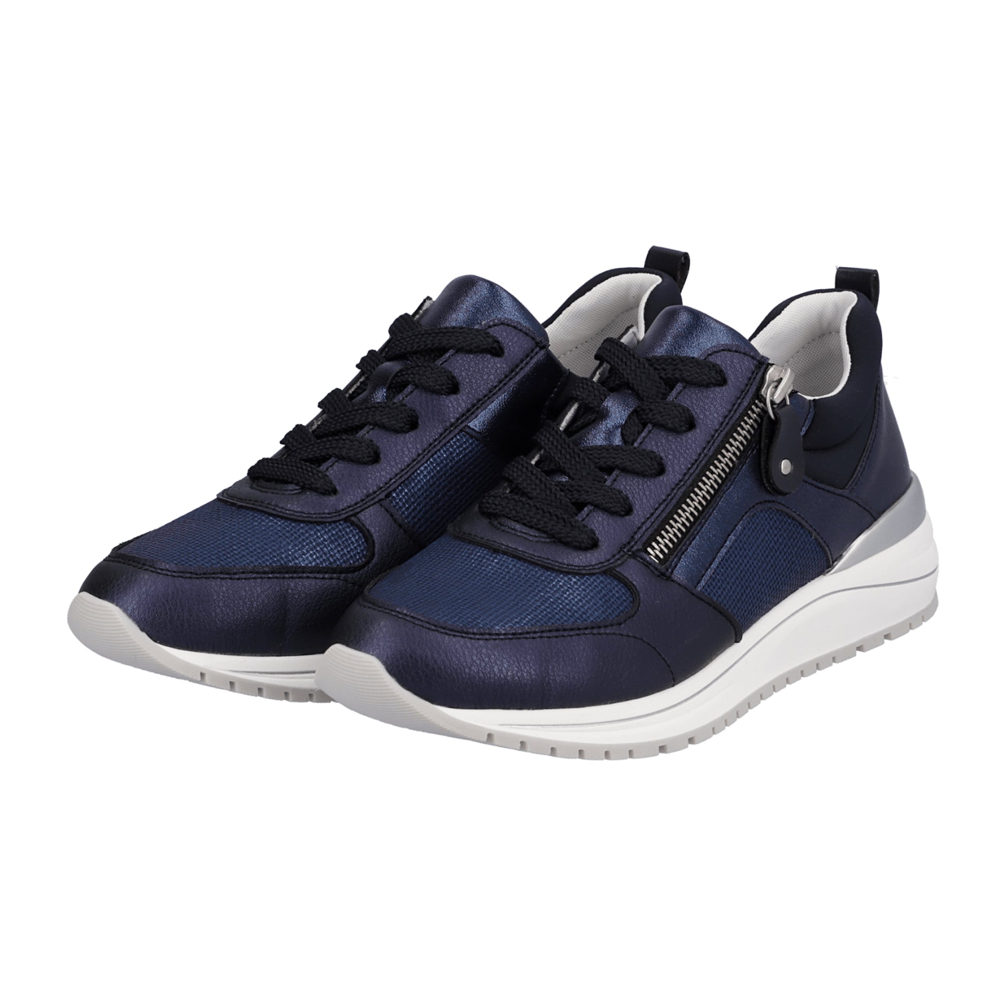 Remonte Women's Blue Athletic Lace-Up Shoes with Zipper and Comfort Sole