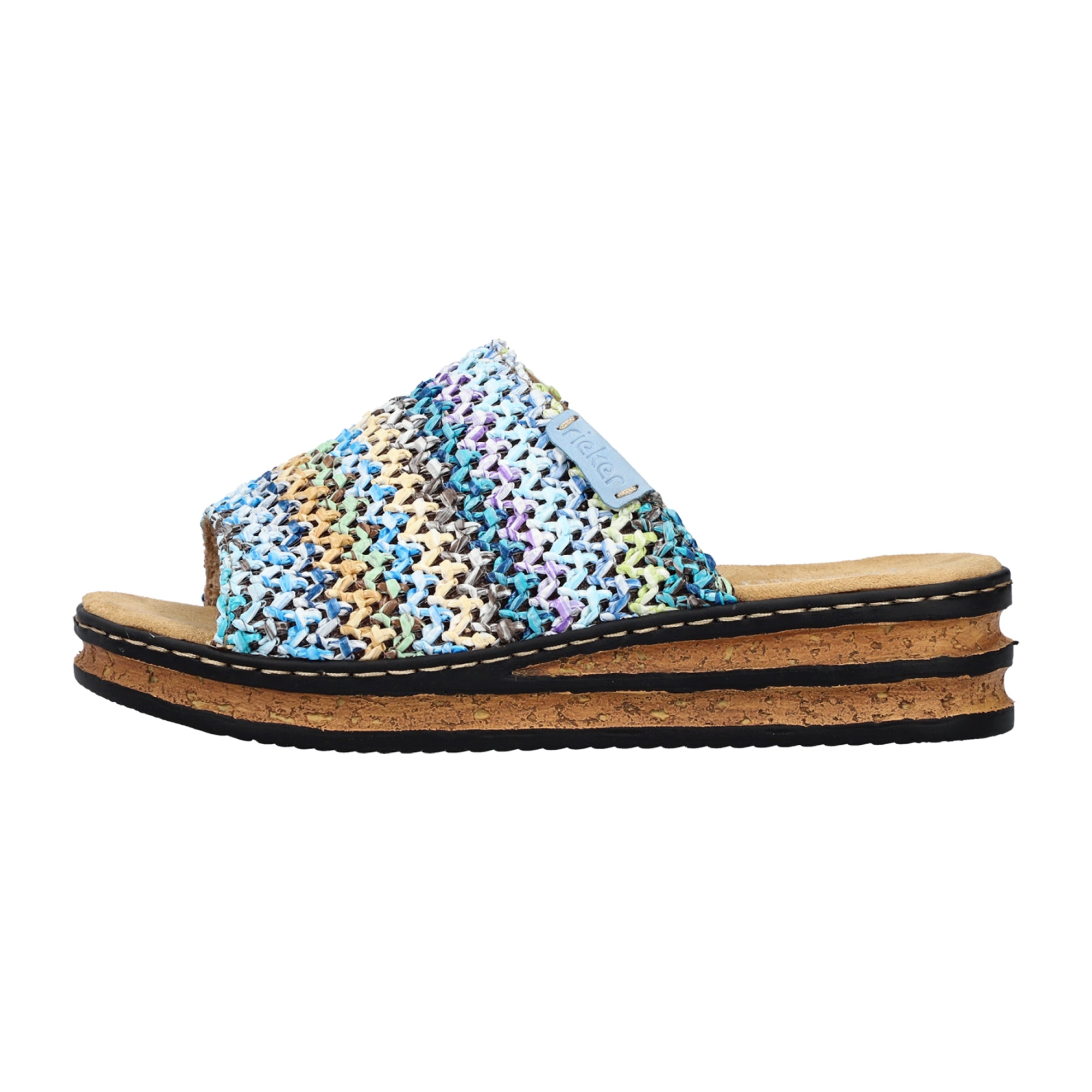 Rieker Women's Blue Slip-On Sandals with Wedge Heel and Cushioned Sole