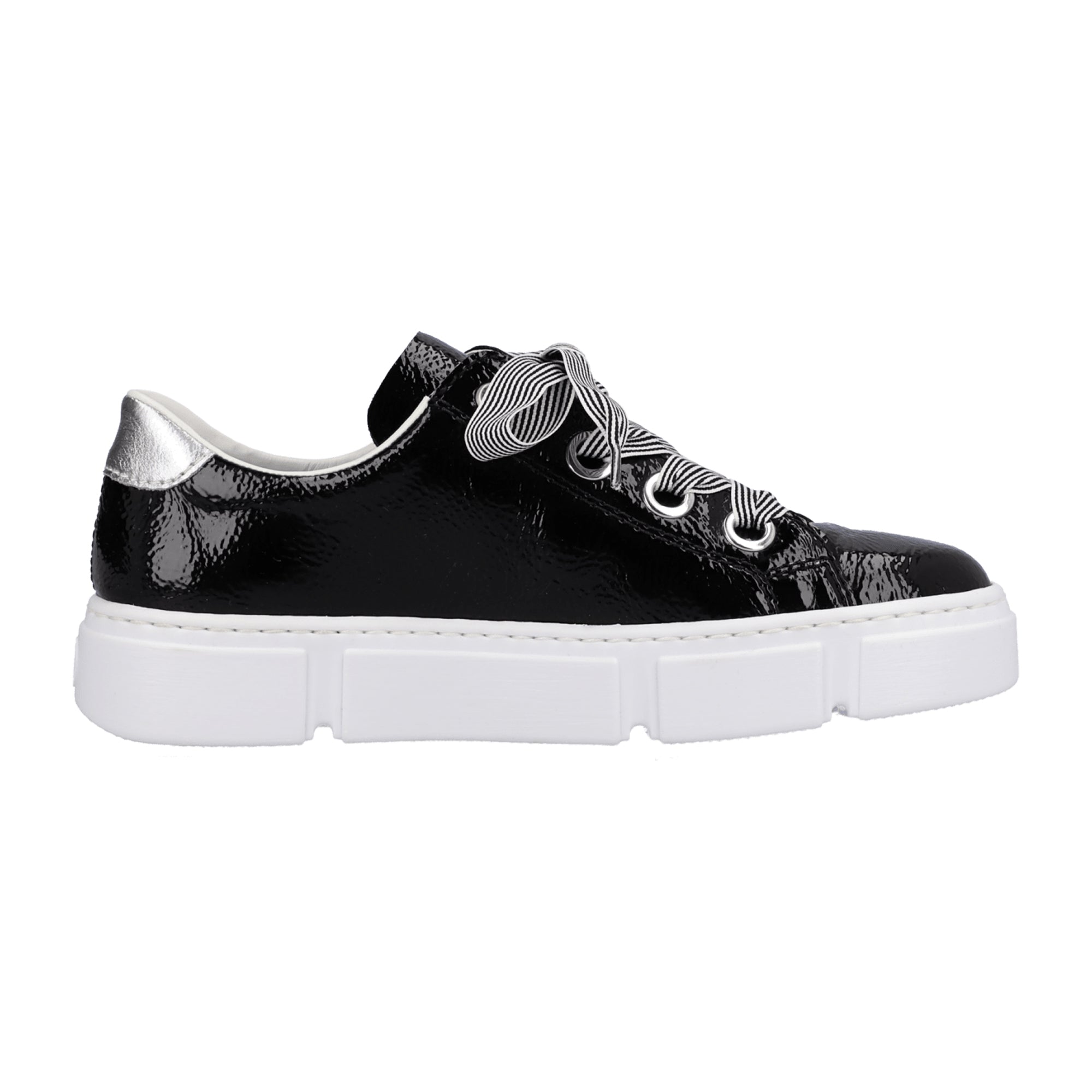 Rieker Black Lace-Up Women's Sneakers Comfortable Lightweight Faux Leather