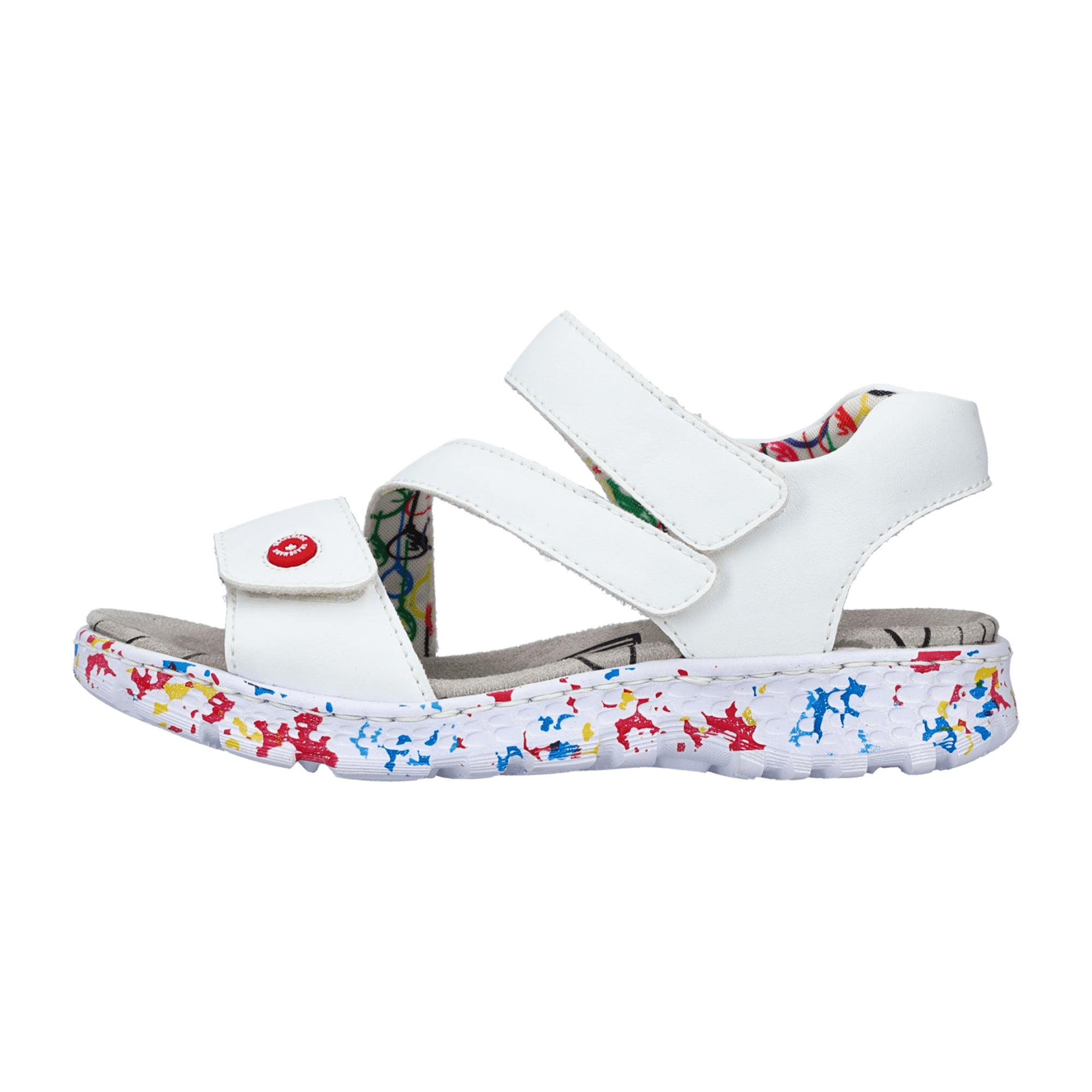 Rieker Women's White Sandals Comfortable Secure Fit Lightweight Flexible Sole