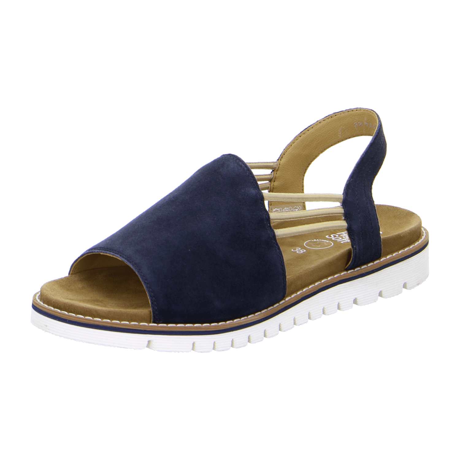 ARA Women's Suede Ankle Strap Sandals with Hook & Loop Closure, Blue