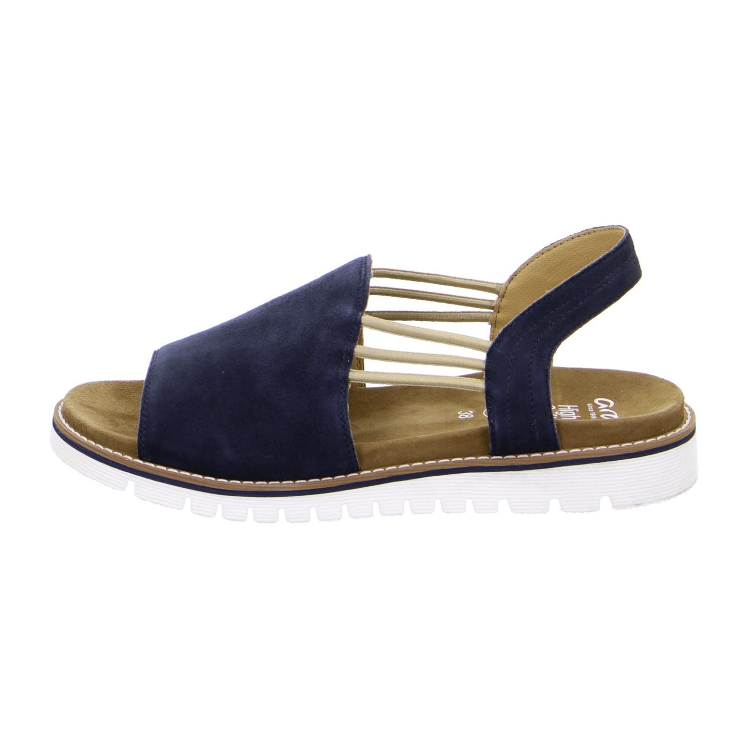 ARA Women's Suede Ankle Strap Sandals with Hook & Loop Closure, Blue