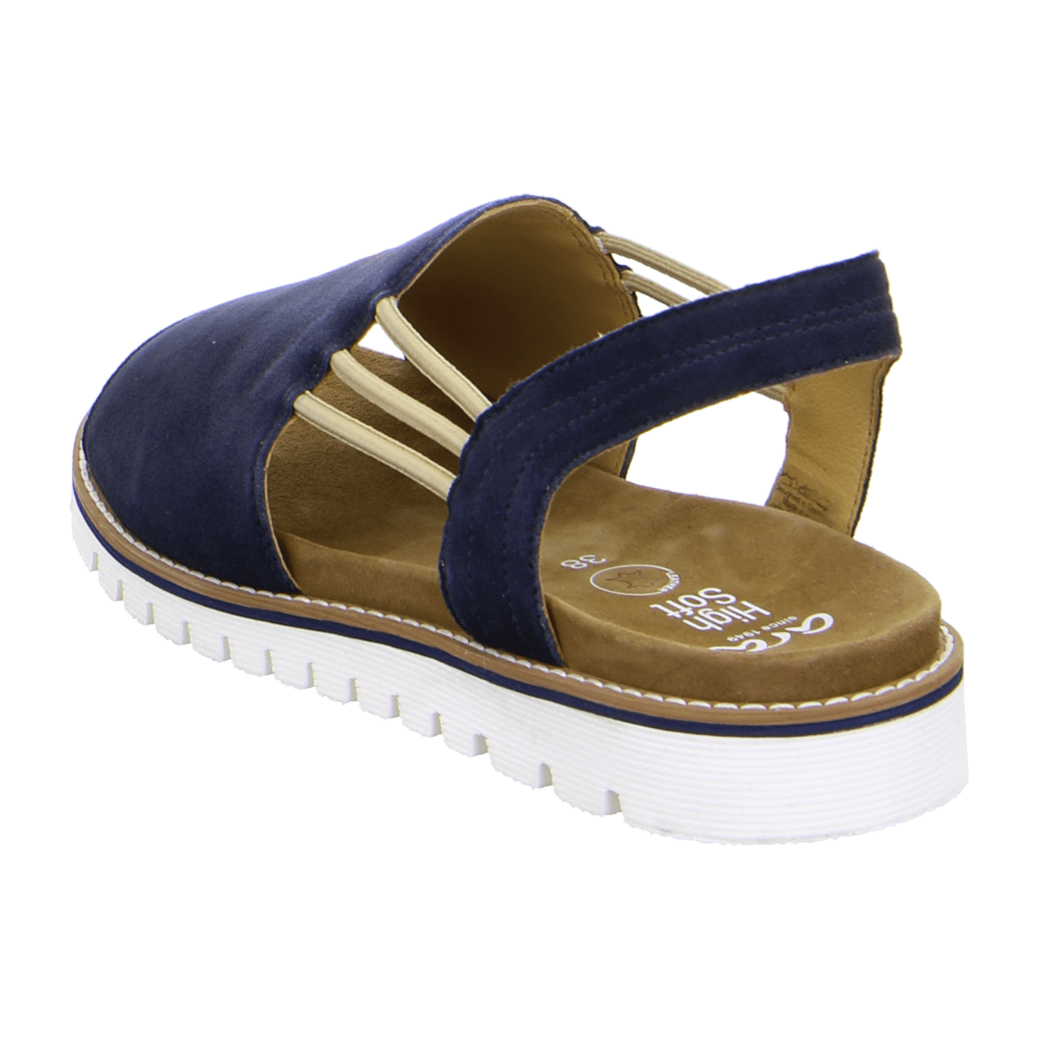 ARA Women's Suede Ankle Strap Sandals with Hook & Loop Closure, Blue