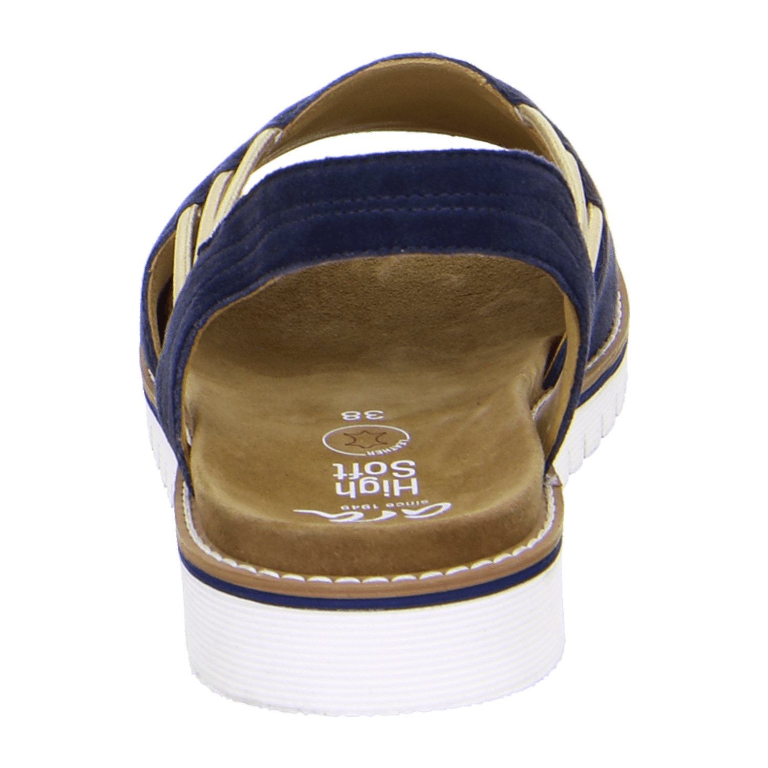 ARA Women's Suede Ankle Strap Sandals with Hook & Loop Closure, Blue