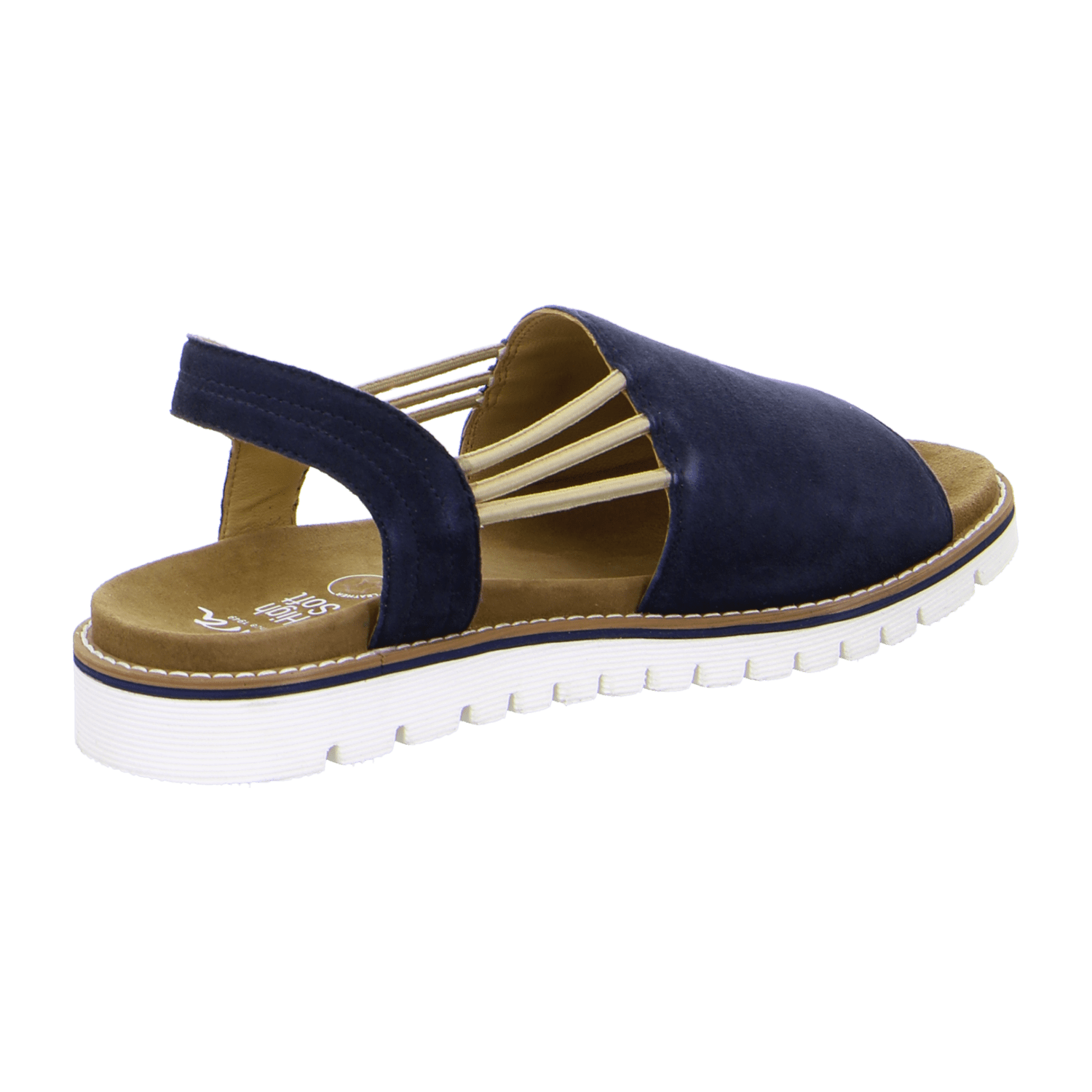 ARA Women's Suede Ankle Strap Sandals with Hook & Loop Closure, Blue