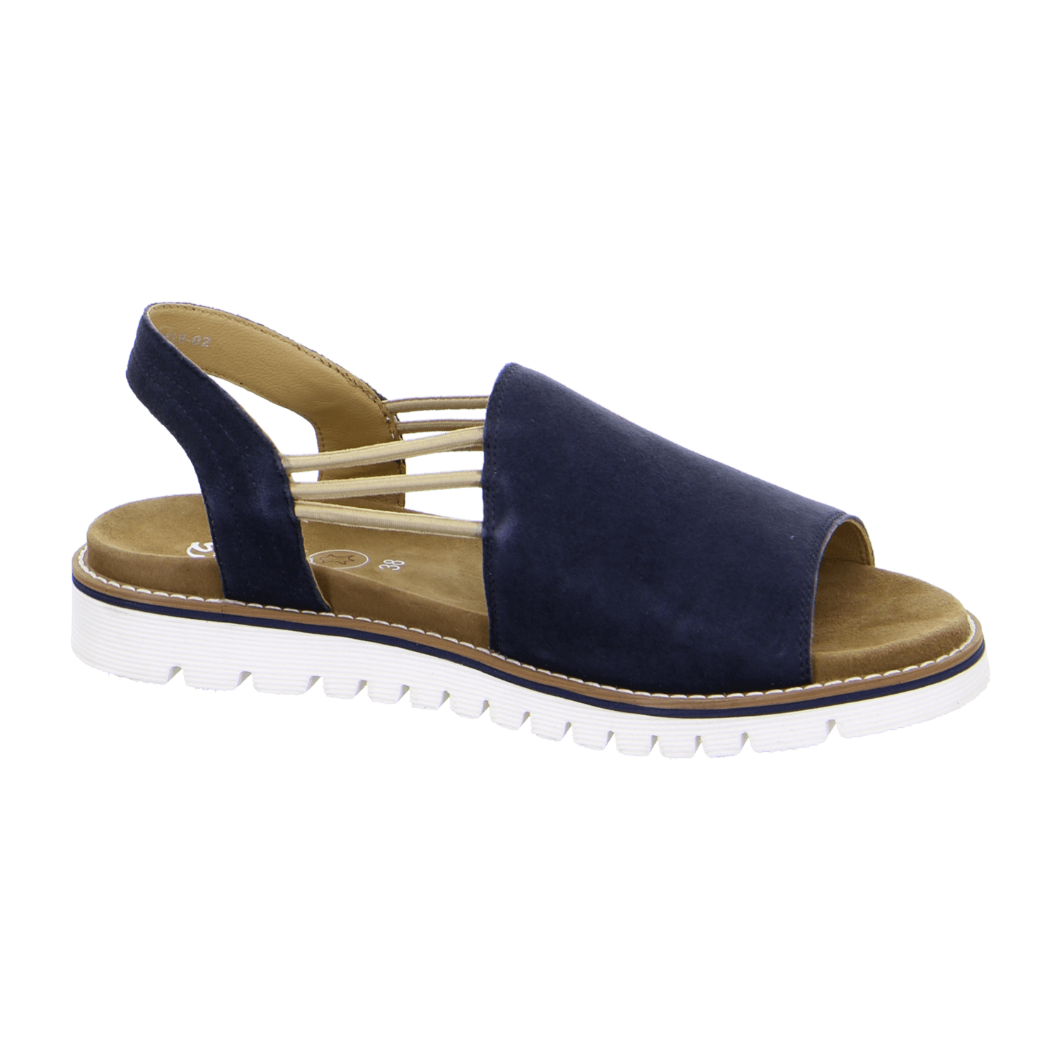 ARA Women's Suede Ankle Strap Sandals with Hook & Loop Closure, Blue