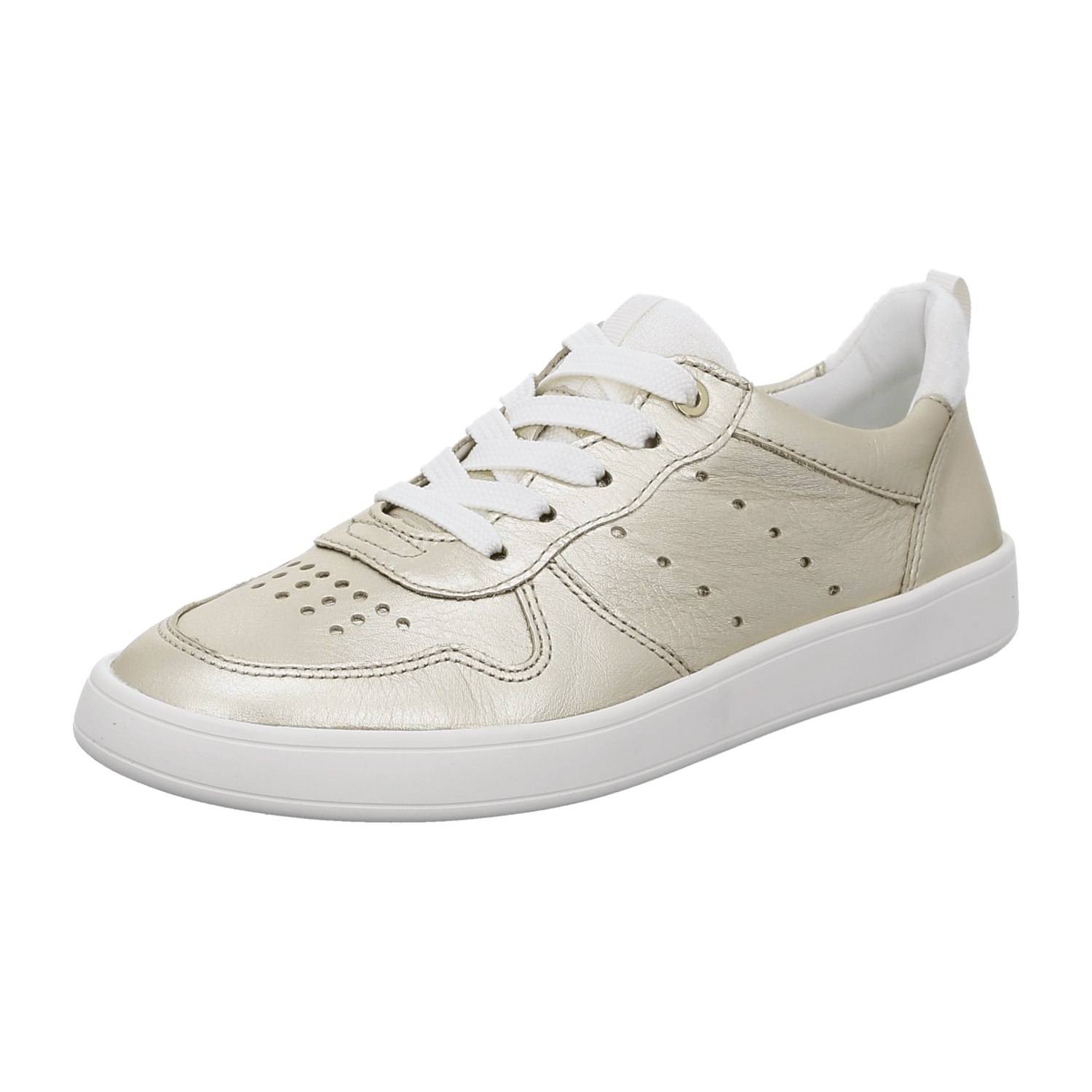 ARA TRAVELLER Women's Sneakers in Gold Smooth Leather with Lace-Up Closure and Round Toe